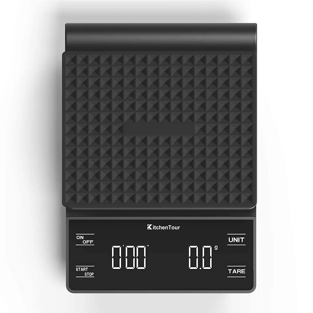 ترازوی قهوه K KitchenTour با تایمر 3 کیلوگرم/0.1 گرم، ترازوی اسپرسو با دقت بالا برای قهوه دمی با صفحه نمایش LCD دارای نور پس زمینه (شامل باتری)، مشکی ترازوی قهوه K KitchenTour با تایمر 3 کیلوگرم/0.1 گرم، ترازوی اسپرسو با دقت بالا برای قهوه دمی با صفحه نمایش LCD دارای نور پس زمینه (شامل باتری)، مشکی