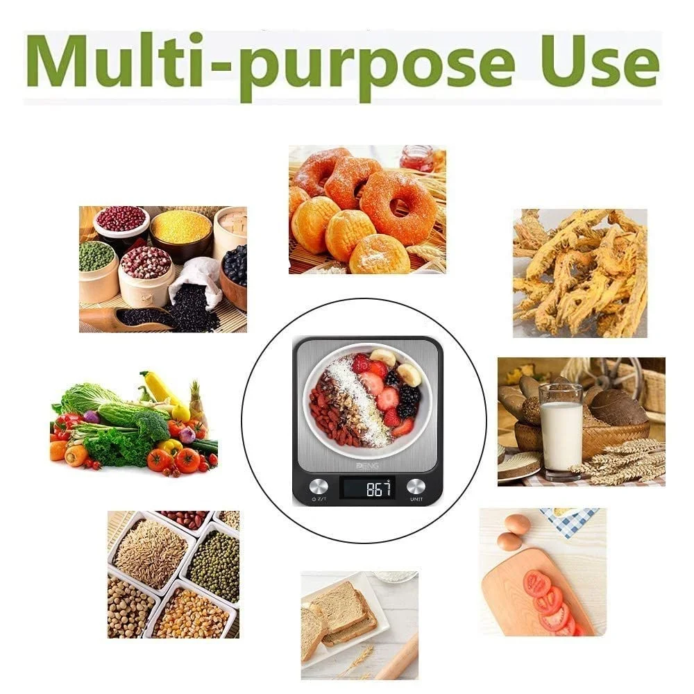 ترازوی آشپزخانه دیجیتال پنگ جنرال، صفحه استیل ضد زنگ، فوق العاده باریک/چند منظوره با دقت بالا و صفحه نمایش بزرگ LCD/عملکرد تارا برای کاهش وزن (مدل A مشکی 15 کیلوگرم) ترازوی آشپزخانه دیجیتال پنگ جنرال، صفحه استیل ضد زنگ، فوق العاده باریک/چند منظوره با دقت بالا و صفحه نمایش بزرگ LCD/عملکرد تارا برای کاهش وزن (مدل A مشکی 15 کیلوگرم)