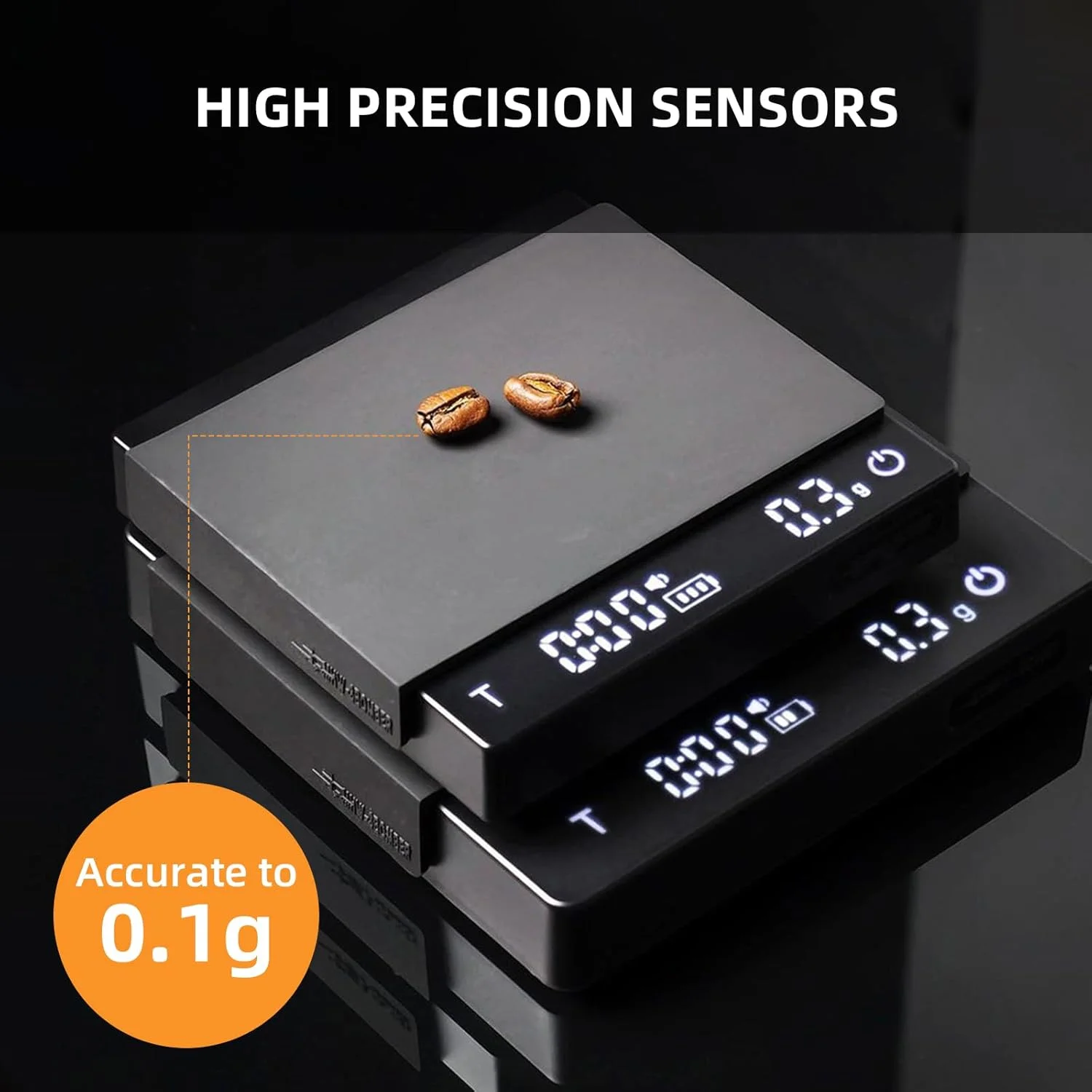 ترازوی قهوه مینی MHW-3BOMBER با تایمر، ترازوی اسپرسو قابل شارژ با حسگر گرانشی، ترازوی دقیق 2 کیلوگرمی/0.1 گرمی برای قهوه اسپرسو و پور-اور، ترازوی دیجیتال آشپزخانه قابل حمل، مشکی ES6029B-OS