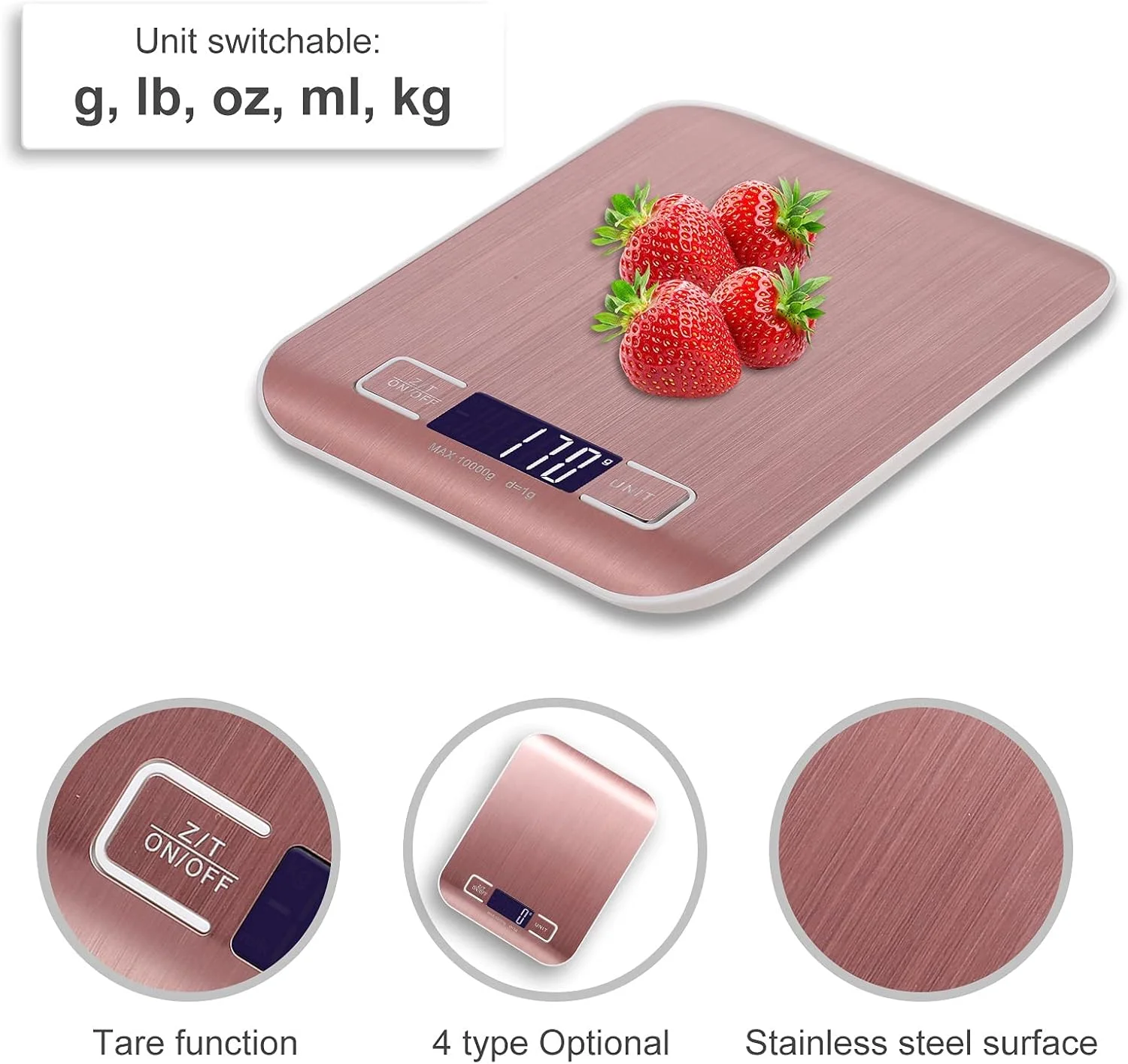 ترازوی آشپزخانه دیجیتال Showay، ظرفیت 5 کیلوگرم، مناسب برای پخت و پز، اندازه گیری مواد غذایی، واحدهای اندازه گیری گرم، پوند، اونس، میلی لیتر، کیلوگرم، مناسب برای شیر، جنس استیل ضد زنگ، نقره ای، Cx2012-5Kg-02، نقره ای