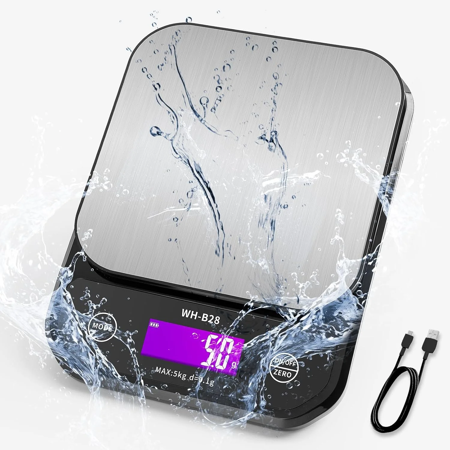 ترازوی دیجیتال ضد آب آشپزخانه TERRIFI IPX7، دقت بالا 5 کیلوگرم/0.3 گرم، ترازوی آشپزخانه مواد غذایی قابل شارژ USB، مناسب برای پخت و پز، شیرینی پزی، کاهش وزن ترازوی دیجیتال ضد آب آشپزخانه TERRIFI IPX7، دقت بالا 5 کیلوگرم/0.3 گرم، ترازوی آشپزخانه مواد غذایی قابل شارژ USB، مناسب برای پخت و پز، شیرینی پزی، کاهش وزن