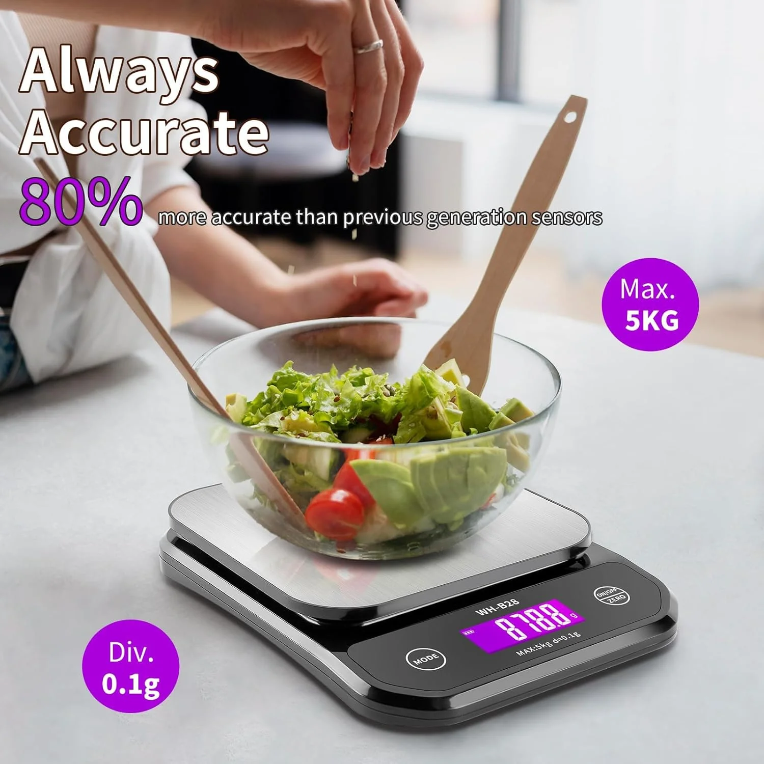 ترازوی دیجیتال ضد آب آشپزخانه TERRIFI IPX7، دقت بالا 5 کیلوگرم/0.3 گرم، ترازوی آشپزخانه مواد غذایی قابل شارژ USB، مناسب برای پخت و پز، شیرینی پزی، کاهش وزن ترازوی دیجیتال ضد آب آشپزخانه TERRIFI IPX7، دقت بالا 5 کیلوگرم/0.3 گرم، ترازوی آشپزخانه مواد غذایی قابل شارژ USB، مناسب برای پخت و پز، شیرینی پزی، کاهش وزن