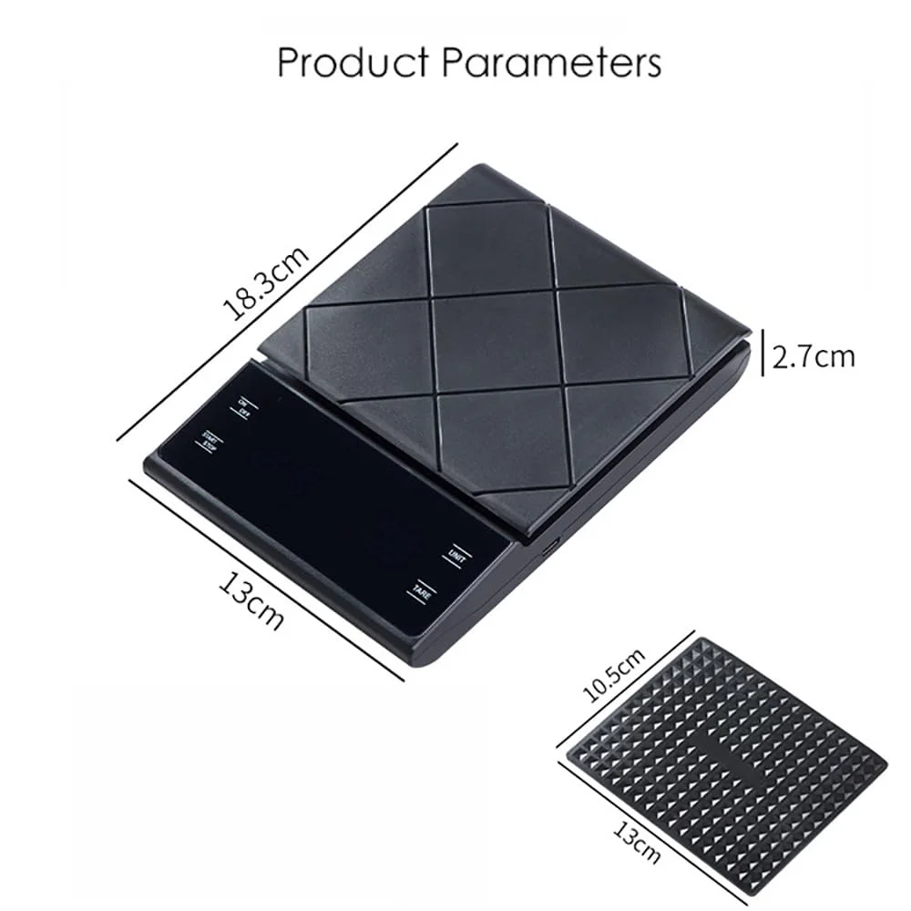 ترازوی دیجیتال قهوه با تایمر، 3 کیلوگرم/0.1 گرم دقت بالا، ترازوی اسپرسو و مواد غذایی آشپزخانه، ترازوی چند منظوره گرم برای دم کردن قهوه، پخت و پز، جواهرات ترازوی دیجیتال قهوه با تایمر، 3 کیلوگرم/0.1 گرم دقت بالا، ترازوی اسپرسو و مواد غذایی آشپزخانه، ترازوی چند منظوره گرم برای دم کردن قهوه، پخت و پز، جواهرات