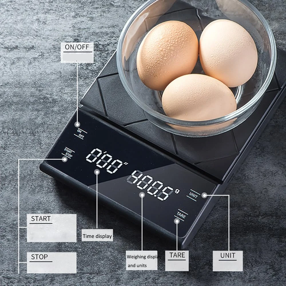 ترازوی دیجیتال قهوه با تایمر، 3 کیلوگرم/0.1 گرم دقت بالا، ترازوی اسپرسو و مواد غذایی آشپزخانه، ترازوی چند منظوره گرم برای دم کردن قهوه، پخت و پز، جواهرات ترازوی دیجیتال قهوه با تایمر، 3 کیلوگرم/0.1 گرم دقت بالا، ترازوی اسپرسو و مواد غذایی آشپزخانه، ترازوی چند منظوره گرم برای دم کردن قهوه، پخت و پز، جواهرات