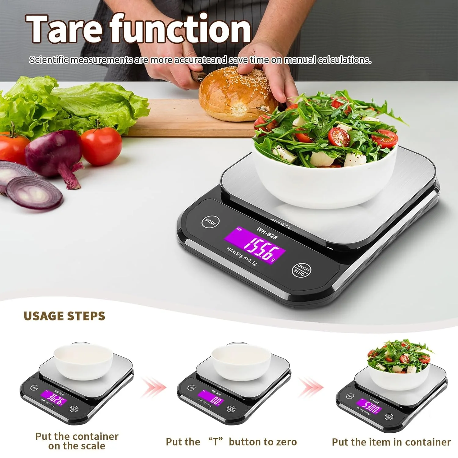 ترازوی دیجیتال ضد آب آشپزخانه TERRIFI IPX7، دقت بالا 5 کیلوگرم/0.3 گرم، ترازوی آشپزخانه مواد غذایی قابل شارژ USB، مناسب برای پخت و پز، شیرینی پزی، کاهش وزن ترازوی دیجیتال ضد آب آشپزخانه TERRIFI IPX7، دقت بالا 5 کیلوگرم/0.3 گرم، ترازوی آشپزخانه مواد غذایی قابل شارژ USB، مناسب برای پخت و پز، شیرینی پزی، کاهش وزن