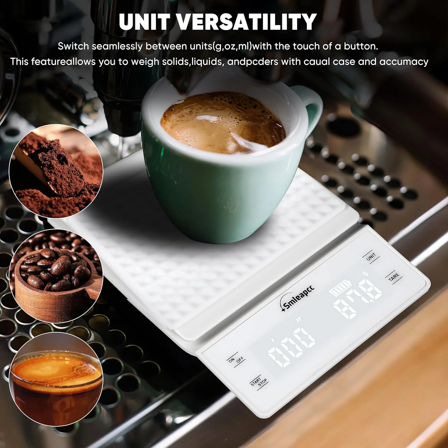 ترازوی قهوه Smleapcc با تایمر، ترازوی دیجیتال کوچک چند منظوره با دقت بالا 0.1 گرم/3 کیلوگرم، ترازوی دقیق دیجیتال قهوه (سفید) ترازوی قهوه Smleapcc با تایمر، ترازوی دیجیتال کوچک چند منظوره با دقت بالا 0.1 گرم/3 کیلوگرم، ترازوی دقیق دیجیتال قهوه (سفید)