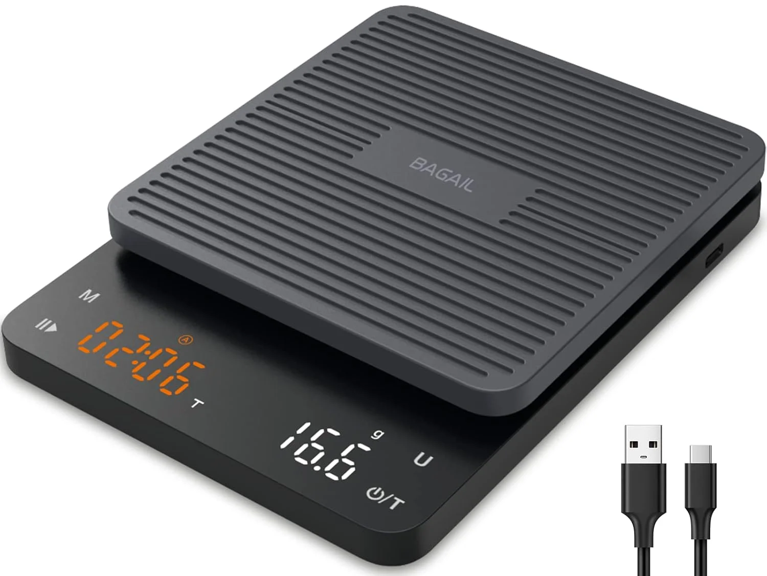 ترازوی قهوه BAGAIL BASICS با تایمر، ترازوی آشپزخانه با دقت بالا 0.1 گرم، ترازوی قهوه پور اوور، ترازوی اسپرسو قطره ای با صفر کننده خودکار، سنسور لمسی و پوشش سیلیکونی - 3 کیلوگرم / 6.6 پوند ترازوی قهوه BAGAIL BASICS با تایمر، ترازوی آشپزخانه با دقت بالا 0.1 گرم، ترازوی قهوه پور اوور، ترازوی اسپرسو قطره ای با صفر کننده خودکار، سنسور لمسی و پوشش سیلیکونی - 3 کیلوگرم / 6.6 پوند