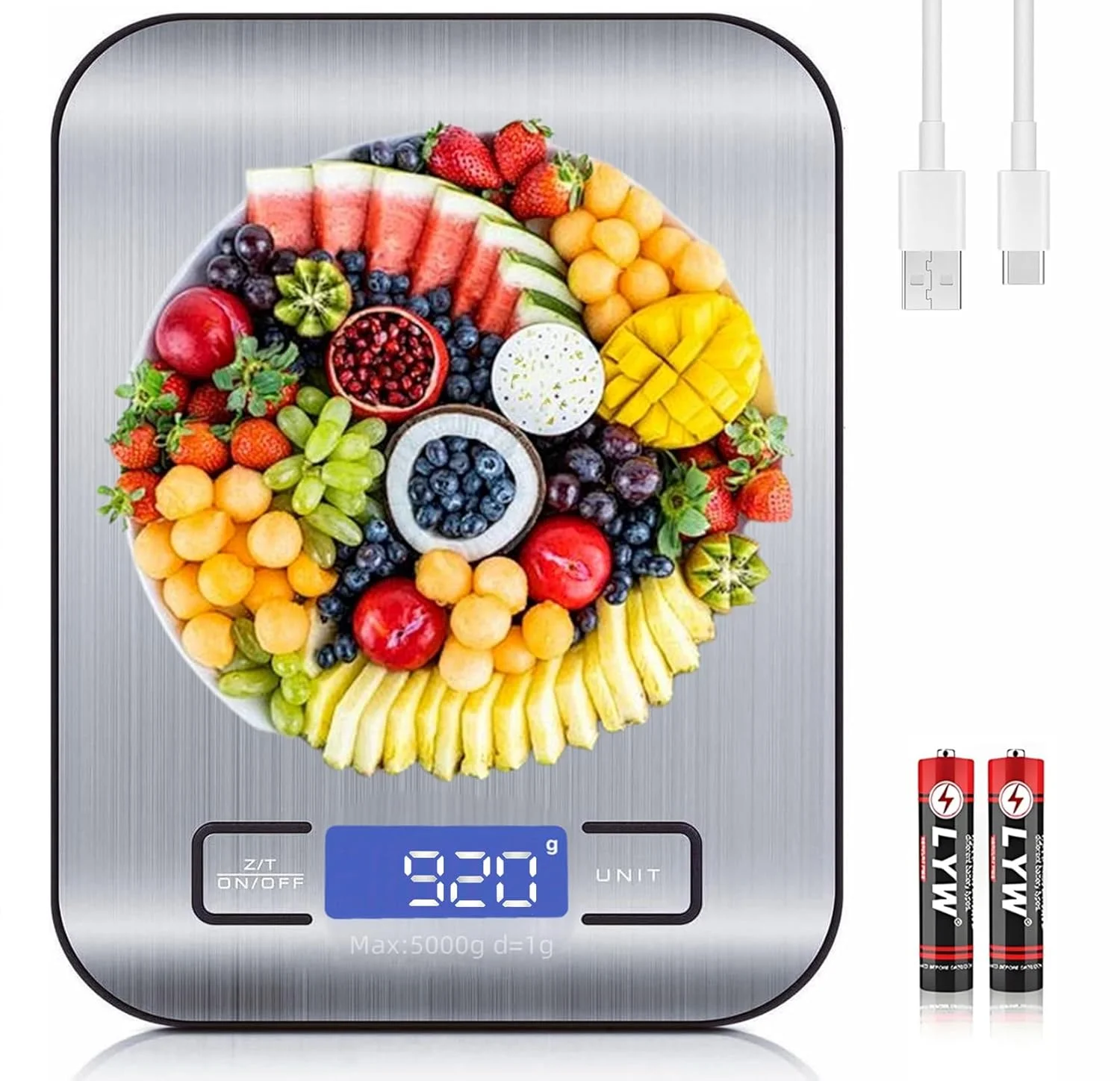 ترازوی آشپزخانه دیجیتال AoMige، ترازوی غذای قابل شارژ با دقت بالا، ترازوی وزن مواد غذایی چند منظوره از جنس استیل ضد زنگ، ترازوی پخت و پز با صفحه نمایش LCD، عملکرد تارا برای پخت، آشپزی، رژیم غذایی (5 کیلوگرم/1 گرم) ترازوی آشپزخانه دیجیتال AoMige، ترازوی غذای قابل شارژ با دقت بالا، ترازوی وزن مواد غذایی چند منظوره از جنس استیل ضد زنگ، ترازوی پخت و پز با صفحه نمایش LCD، عملکرد تارا برای پخت، آشپزی، رژیم غذایی (5 کیلوگرم/1 گرم)