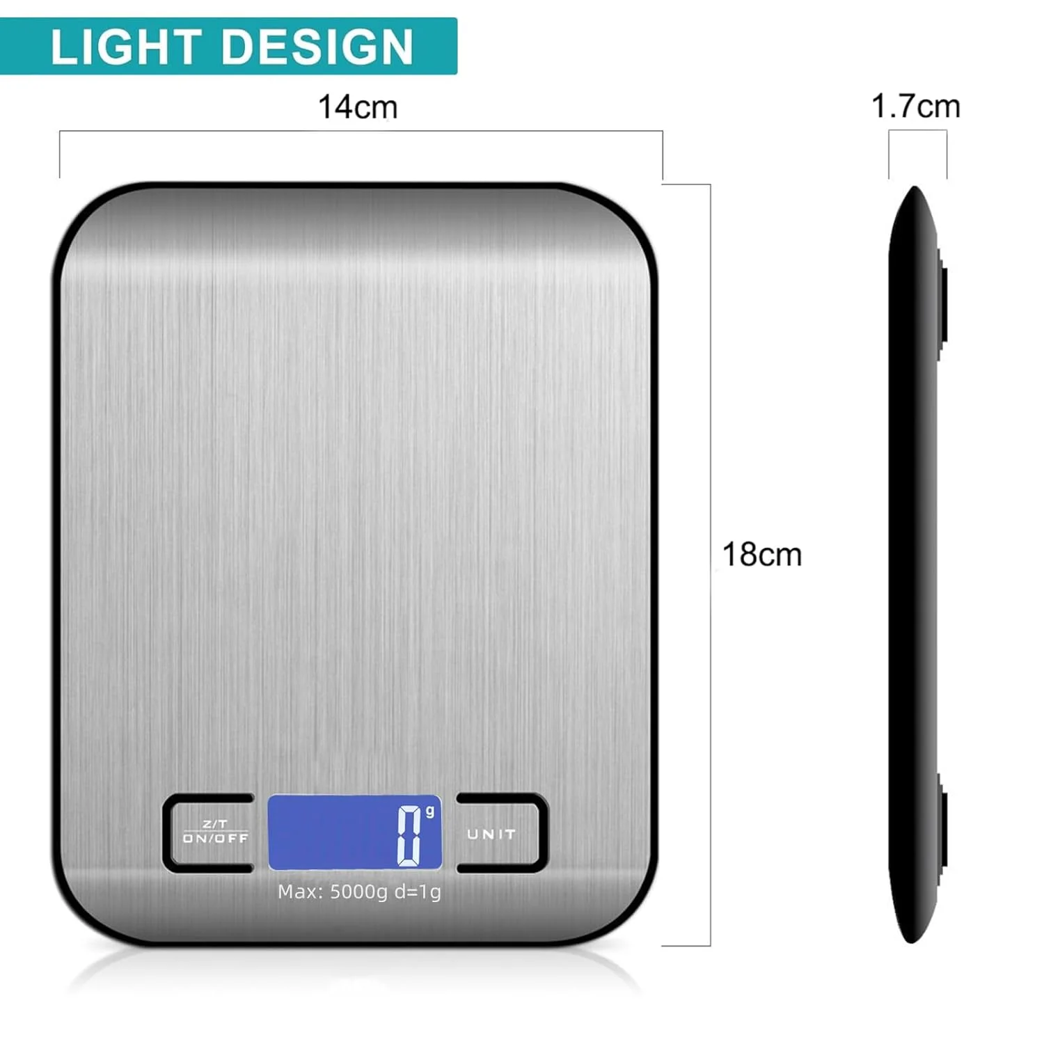 ترازوی آشپزخانه دیجیتال AoMige، ترازوی غذای قابل شارژ با دقت بالا، ترازوی وزن مواد غذایی چند منظوره از جنس استیل ضد زنگ، ترازوی پخت و پز با صفحه نمایش LCD، عملکرد تارا برای پخت، آشپزی، رژیم غذایی (5 کیلوگرم/1 گرم) ترازوی آشپزخانه دیجیتال AoMige، ترازوی غذای قابل شارژ با دقت بالا، ترازوی وزن مواد غذایی چند منظوره از جنس استیل ضد زنگ، ترازوی پخت و پز با صفحه نمایش LCD، عملکرد تارا برای پخت، آشپزی، رژیم غذایی (5 کیلوگرم/1 گرم)