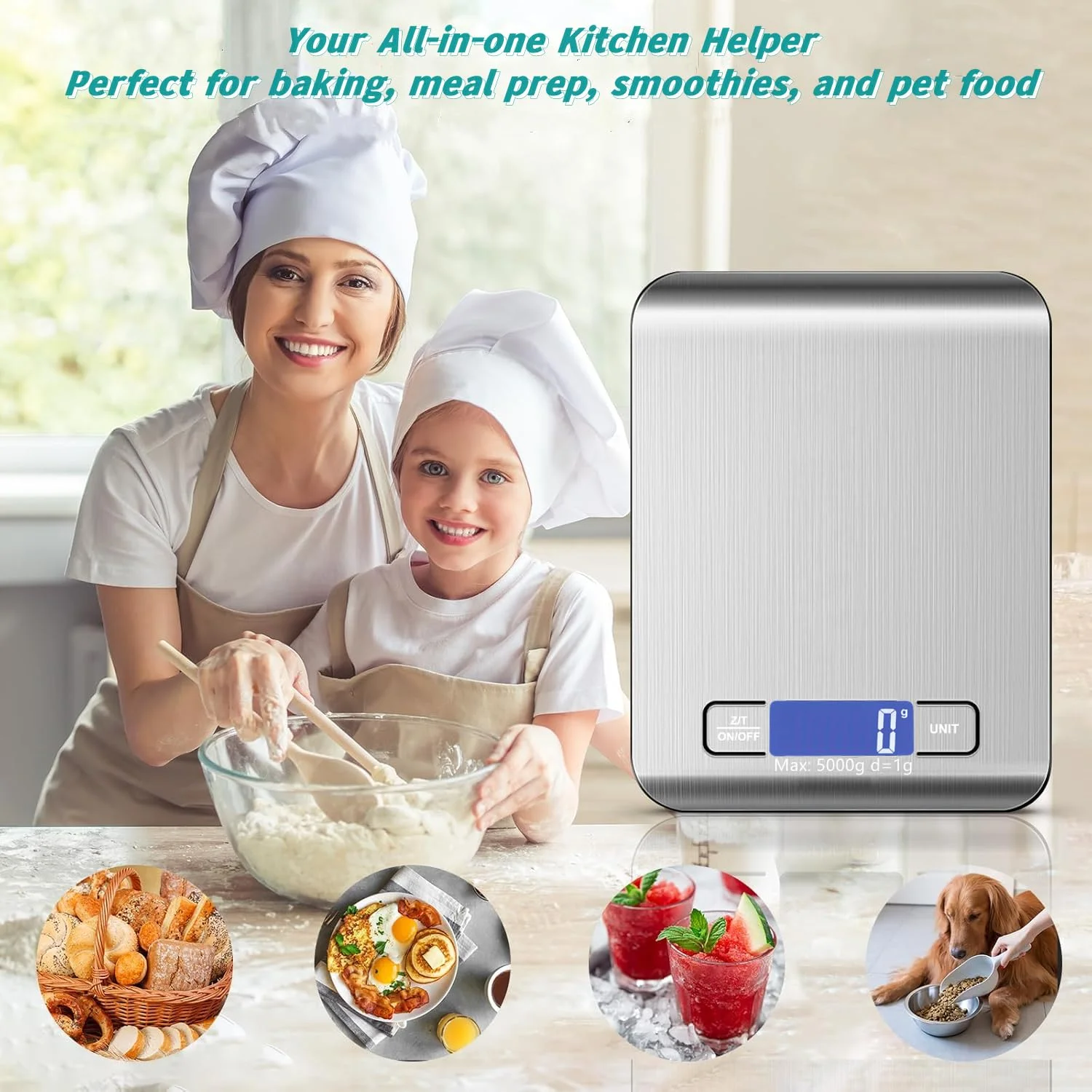 ترازوی آشپزخانه دیجیتال AoMige، ترازوی غذای قابل شارژ با دقت بالا، ترازوی وزن مواد غذایی چند منظوره از جنس استیل ضد زنگ، ترازوی پخت و پز با صفحه نمایش LCD، عملکرد تارا برای پخت، آشپزی، رژیم غذایی (5 کیلوگرم/1 گرم) ترازوی آشپزخانه دیجیتال AoMige، ترازوی غذای قابل شارژ با دقت بالا، ترازوی وزن مواد غذایی چند منظوره از جنس استیل ضد زنگ، ترازوی پخت و پز با صفحه نمایش LCD، عملکرد تارا برای پخت، آشپزی، رژیم غذایی (5 کیلوگرم/1 گرم)