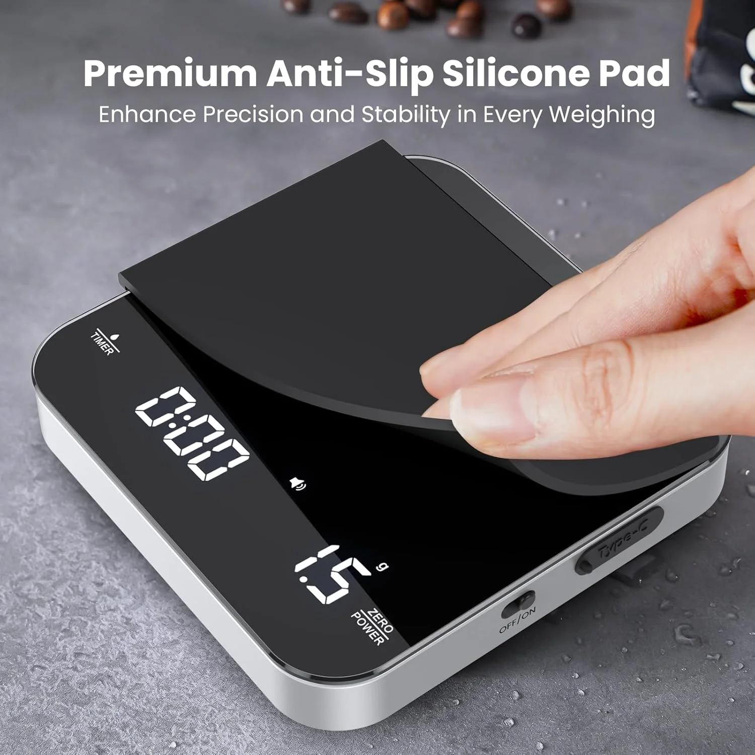 ترازوی قهوه کوچک قابل شارژ Maestri House با تایمر، ترازوی اسپرسو، ترازوی دقیق 2 کیلوگرم/0.1 گرم برای اسپرسو و قهوه دمی، ترازوی دیجیتال آشپزخانه قابل حمل با زمانبندی خودکار (مشکی و نقرهای) ترازوی قهوه کوچک قابل شارژ Maestri House با تایمر، ترازوی اسپرسو، ترازوی دقیق 2 کیلوگرم/0.1 گرم برای اسپرسو و قهوه دمی، ترازوی دیجیتال آشپزخانه قابل حمل با زمانبندی خودکار (مشکی و نقرهای)