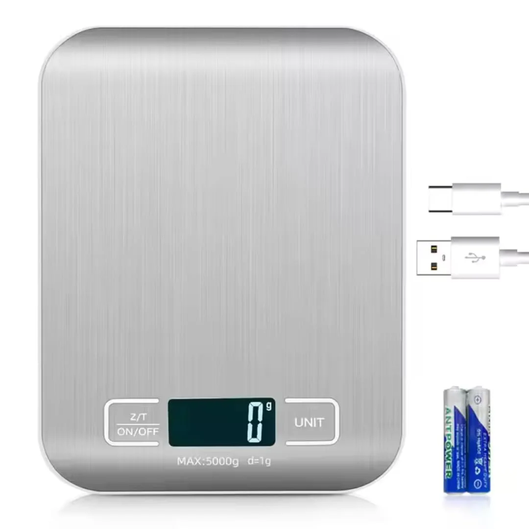 ترازوی دیجیتال آشپزخانه Chef's Choice - ترازوی استیل ضد زنگ 10 کیلوگرمی برای پخت و پز | گرم و اونس، صفر کننده، کنترل لمسی، قابل شارژ