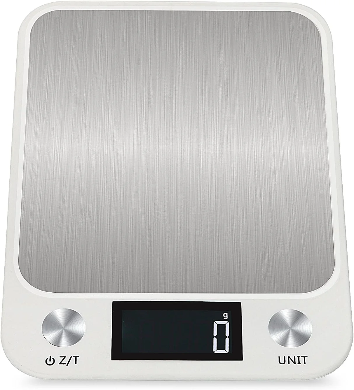 ترازوی آشپزخانه دیجیتال رویال پولار، ترازوی غذای الکترونیکی چند منظوره با دقت بالا، دارای صفحه نمایش LCD بزرگ، پلت فرم استیل ضد زنگ، فوق العاده باریک، از 5 کیلوگرم تا 15 کیلوگرم (سفید، 10)