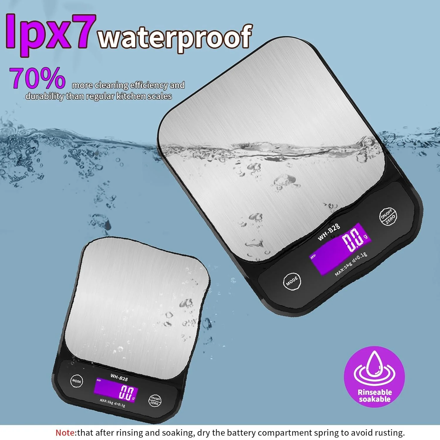 ترازو دیجیتال ضد آب آشپزخانه TERRIFI IPX7، دقت بالا 5 کیلوگرم/0.3 گرم، ترازو آشپزخانه مواد غذایی قابل شارژ USB، مناسب برای پخت و پز، شیرینی پزی، کاهش وزن ترازو دیجیتال ضد آب آشپزخانه TERRIFI IPX7، دقت بالا 5 کیلوگرم/0.3 گرم، ترازو آشپزخانه مواد غذایی قابل شارژ USB، مناسب برای پخت و پز، شیرینی پزی، کاهش وزن