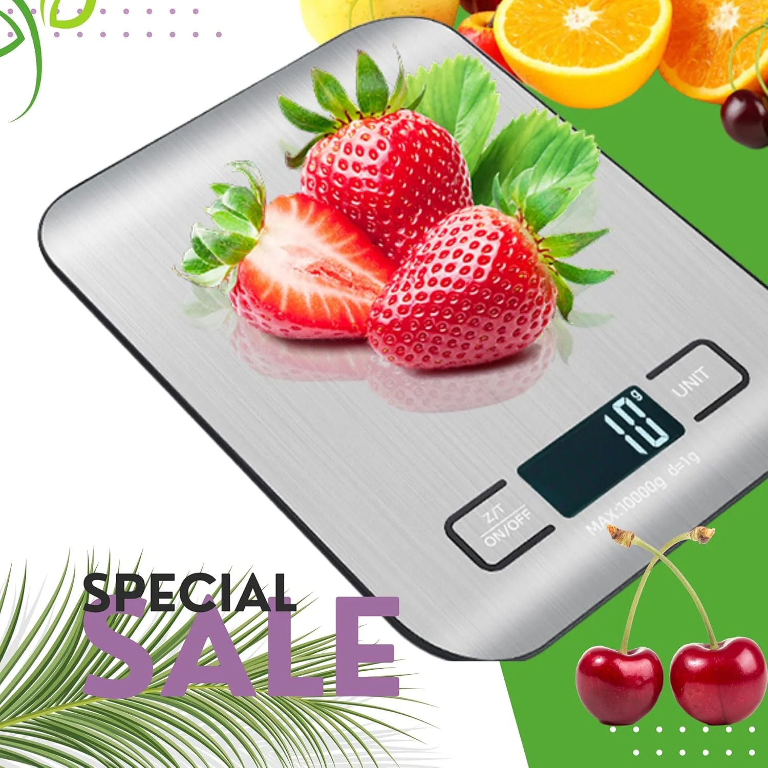 ترازوی دیجیتال آشپزخانه Chef's Choice - ترازوی استیل ضد زنگ 10 کیلوگرمی برای پخت و پز | گرم و اونس، صفر کننده، کنترل لمسی، قابل شارژ ترازوی دیجیتال آشپزخانه Chef's Choice - ترازوی استیل ضد زنگ 10 کیلوگرمی برای پخت و پز | گرم و اونس، صفر کننده، کنترل لمسی، قابل شارژ