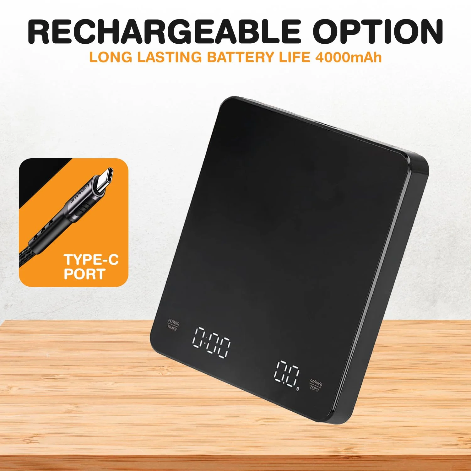 ترازوی آشپزخانه دیجیتال با دقت بالا SELLIFY - صفحه نمایش HD LED با ظرفیت 3 کیلوگرم - ابزار پخت و پز همه کاره با باتری قابل شارژ، شارژ USB و رابط لمسی هوشمند