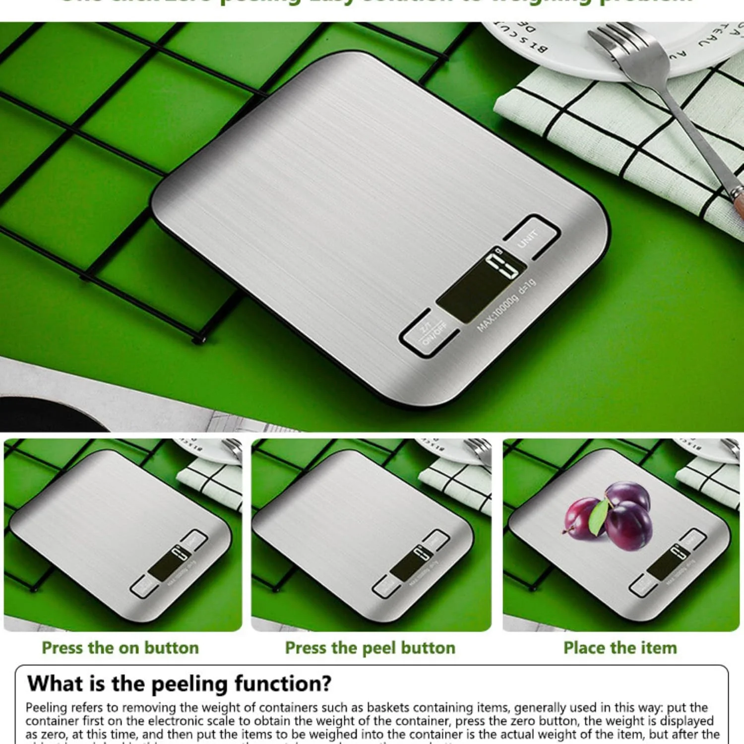 ترازوی دیجیتال آشپزخانه Chef's Choice - ترازوی استیل ضد زنگ 10 کیلوگرمی برای پخت و پز | گرم و اونس، صفر کننده، کنترل لمسی، قابل شارژ ترازوی دیجیتال آشپزخانه Chef's Choice - ترازوی استیل ضد زنگ 10 کیلوگرمی برای پخت و پز | گرم و اونس، صفر کننده، کنترل لمسی، قابل شارژ