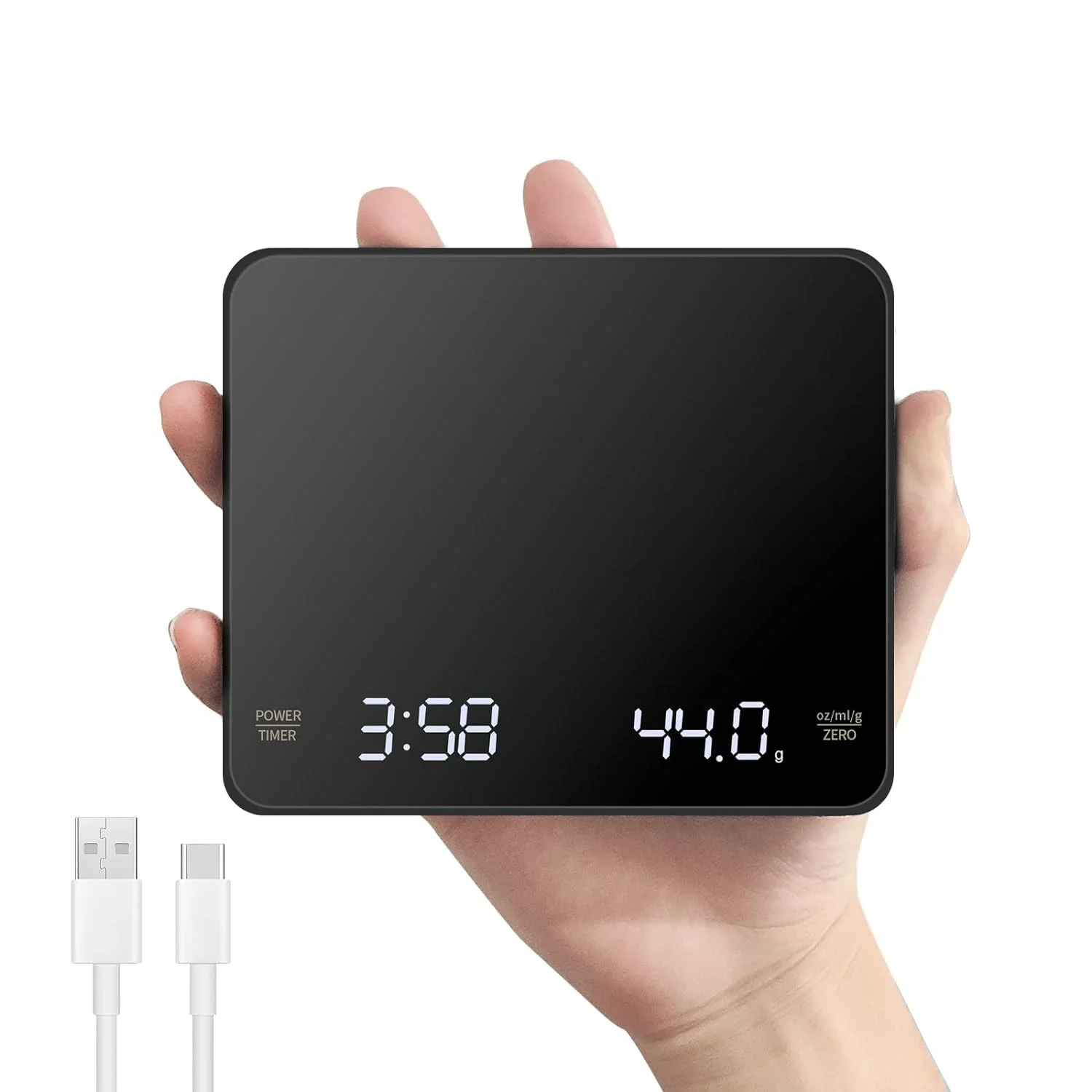 ترازوی قهوه دیجیتال کوچک OBEST با تایمر، دقت اندازه گیری 0.1 گرم تا 3 کیلوگرم، ترازوی آشپزخانه دیجیتال، ترازوی اسپرسو، ضد آب، ترازوی وزن کشی مواد غذایی، مناسب برای آماده سازی غذا، رژیم غذایی، آشپزی و پخت