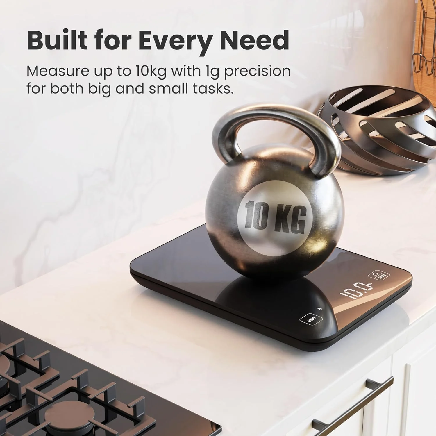 ترازوی هوشمند آشپزخانه آمیناک، ترازوی دیجیتال برای اندازه گیری اونس و گرم مواد غذایی، ترازوی قهوه با اپلیکیشن محاسبه گر تغذیه و عملکرد تارا برای رژیم غذایی، کتو، ماکرو، کالری و پخت و پز