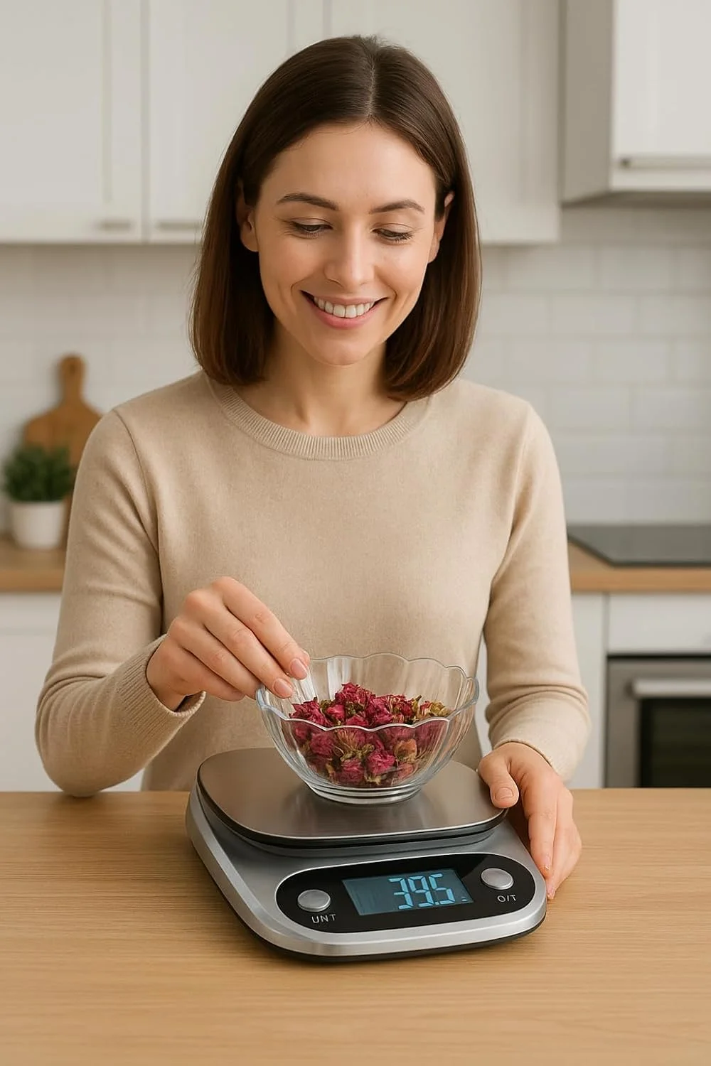 ترازوی دیجیتال آشپزخانه 1 گرم تا 10 کیلوگرم - نمایشگر LCD - ترازوی توزین مواد غذایی برای پخت و پز، شیرینی پزی و رژیم غذایی - جمع و جور، با باتری کار می کند - دقیق و تمیز کردن آسان - سازگار با امارات