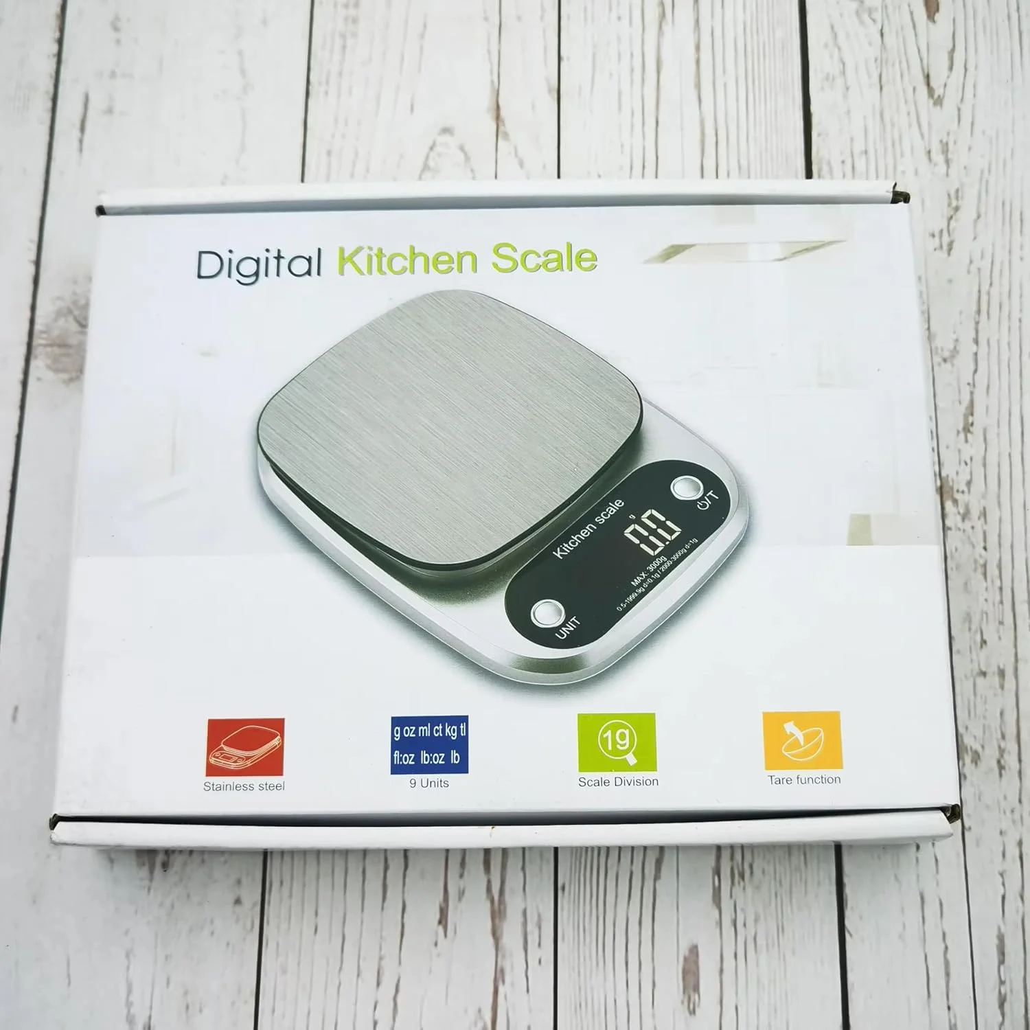 ترازوی دیجیتال آشپزخانه 1 گرم تا 10 کیلوگرم - نمایشگر LCD - ترازوی توزین مواد غذایی برای پخت و پز، شیرینی پزی و رژیم غذایی - جمع و جور، با باتری کار می کند - دقیق و تمیز کردن آسان - سازگار با امارات