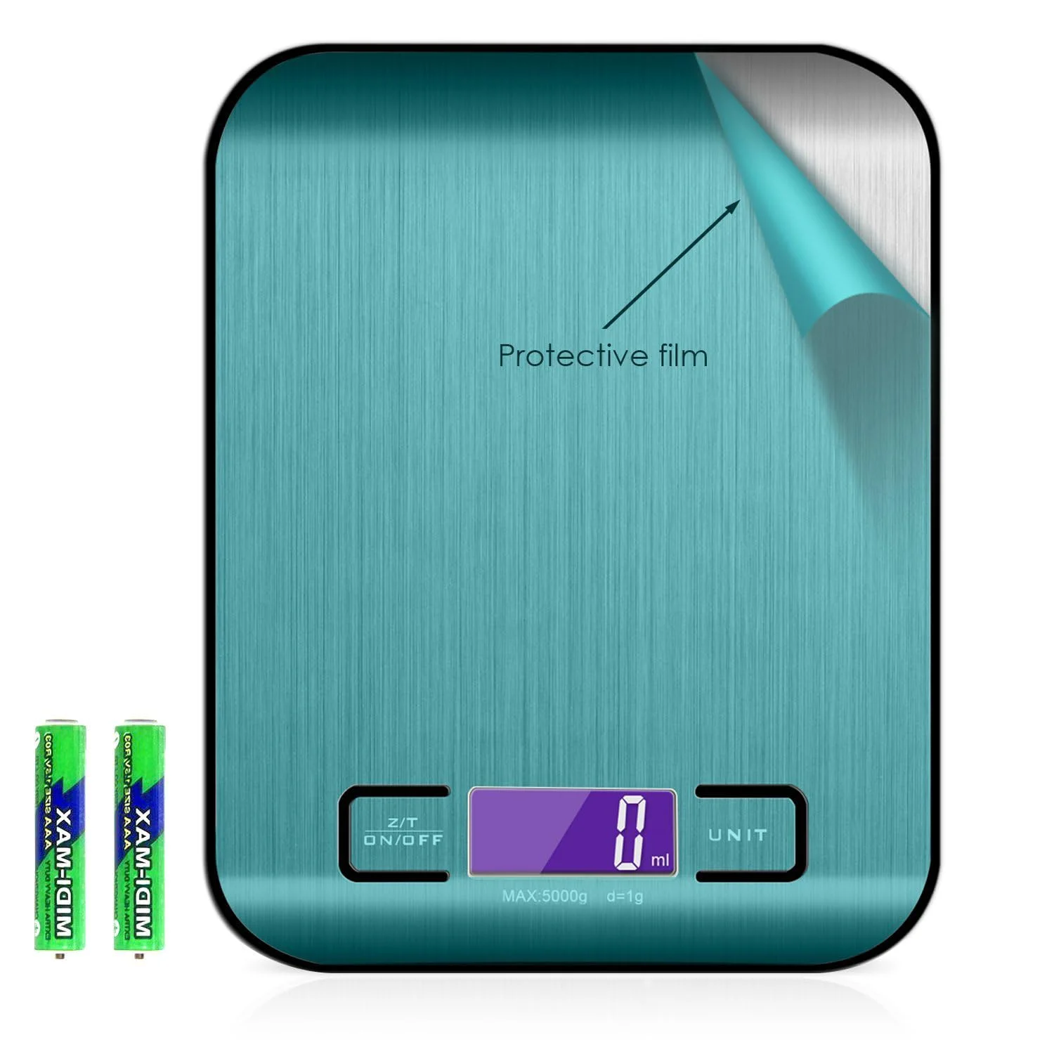ترازوی دیجیتال آشپزخانه، ظرفیت 5 کیلوگرم/11 پوند، ترازوی چند منظوره مواد غذایی برای پخت و پز و شیرینی پزی، صفحه استیل ضد زنگ با LCD دارای نور پس زمینه، باتری ها شامل می شوند - نقره ای