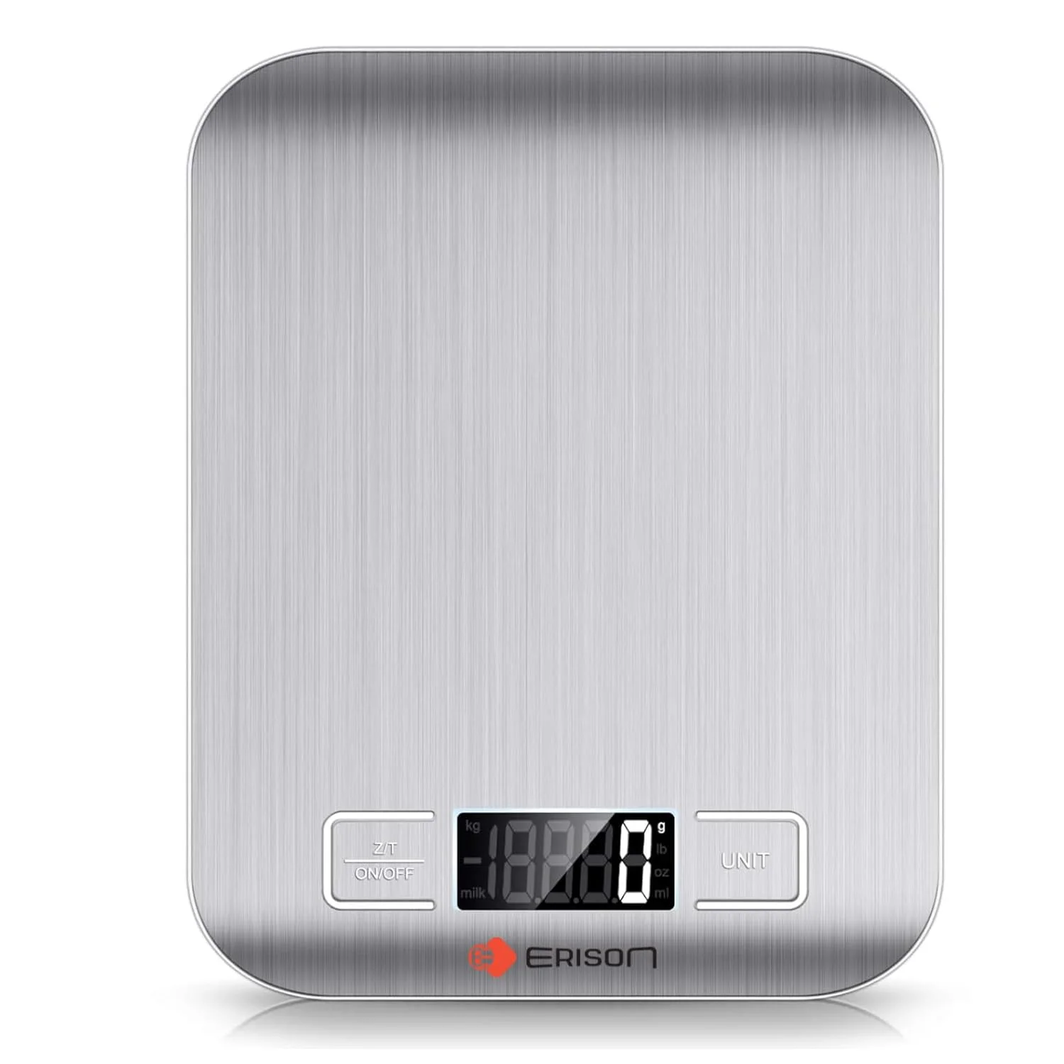 ترازوی آشپزخانه ارایسون، ترازوی دیجیتال 10 کیلوگرمی با باتری، وزن اونس و گرم برای پخت و پز، شیرینی پزی و آماده سازی غذا، 6 واحد با عملکرد تارا، صفحه نمایش ال سی دی، استیل ضد زنگ با تمیز کردن آسان (نقره ای)