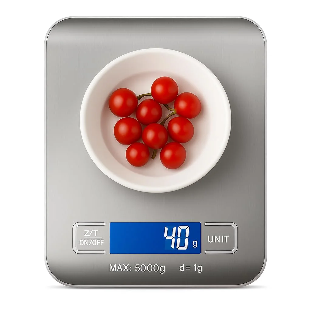 ترازوی دیجیتال مواد غذایی میزان طعام، توزین دقیق آشپزخانه برای پخت، آشپزی و قهوه، ظرفیت 5 کیلوگرم/11 پوند، نمایشگر LCD، عملکرد تارا، ابزار جمع و جور برای ابزار اندازه گیری خانه و آشپزخانه