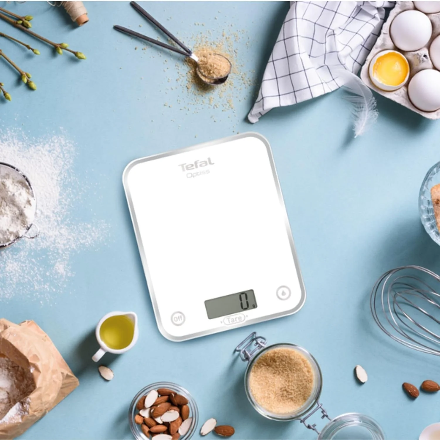 ترازوی آشپزخانه تفال مدل Optiss | صفحه نمایش LCD | ظرفیت تا 5 کیلوگرم | دقت 1 گرم | سفید | BC5000V2 ترازوی آشپزخانه تفال مدل Optiss | صفحه نمایش LCD | ظرفیت تا 5 کیلوگرم | دقت 1 گرم | سفید | BC5000V2