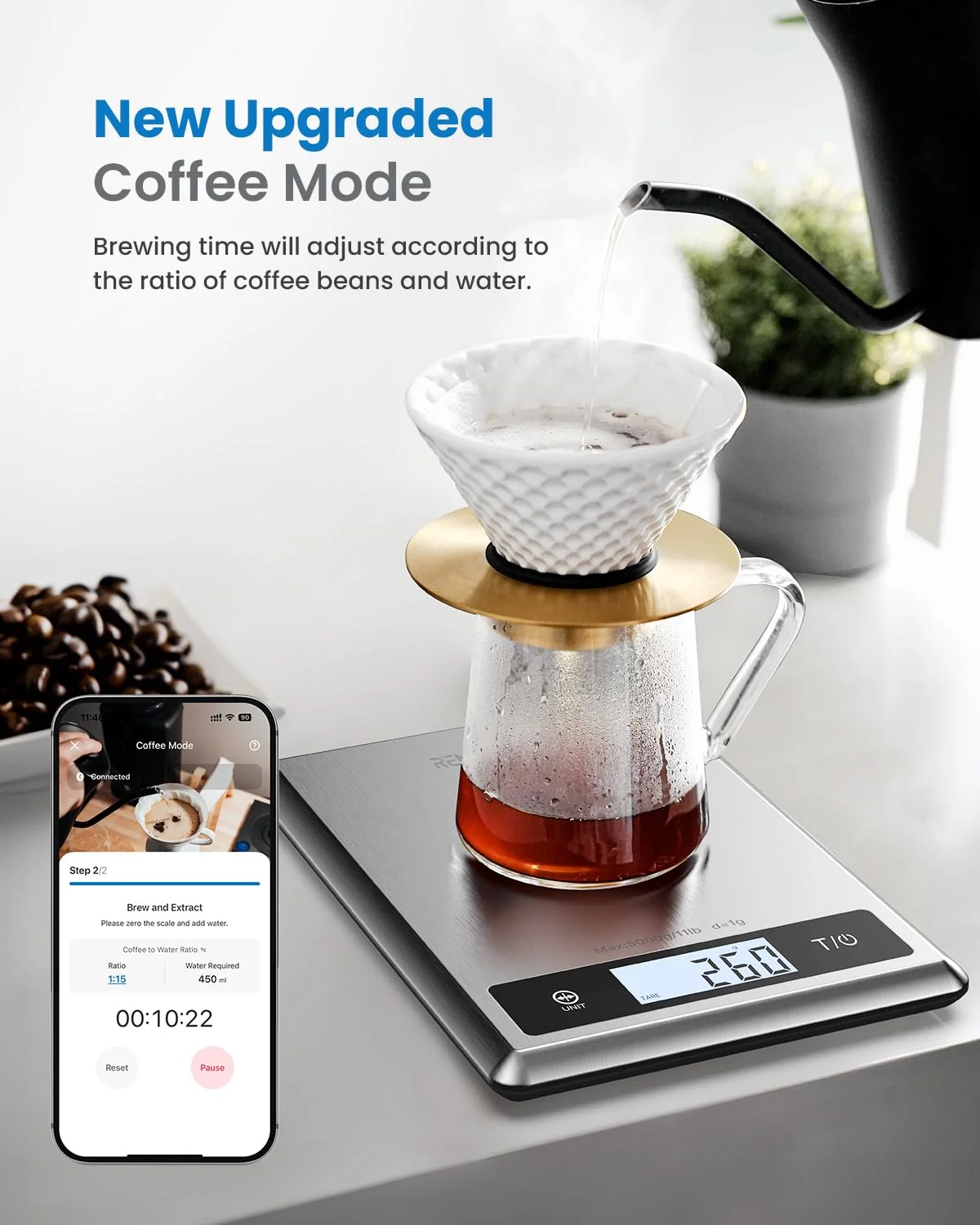 ترازوی هوشمند آشپزخانه RENPHO، ترازوی دیجیتال غذا برای اندازه گیری اونس و گرم، ترازوی قهوه با اپلیکیشن محاسبه گر تغذیه برای کتو، ماکرو، کالری، کاهش وزن، دقت بالا، استیل ضد زنگ ترازوی هوشمند آشپزخانه RENPHO، ترازوی دیجیتال غذا برای اندازه گیری اونس و گرم، ترازوی قهوه با اپلیکیشن محاسبه گر تغذیه برای کتو، ماکرو، کالری، کاهش وزن، دقت بالا، استیل ضد زنگ