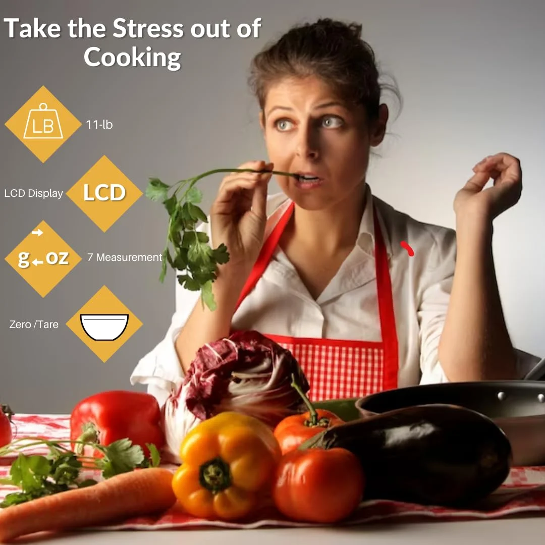 ترازوی آشپزخانه دیجیتال کوچک MULTI BLISS® با دقت بالا 10 کیلوگرم/10000 گرم، ترازوی چند منظوره برای وزن کردن مواد غذایی، ترازوی الکترونیکی قهوه و جواهرات، دارای 7 سنسور وزن، صفحه نمایش LCD، استیل ضد زنگ باریک و دارای عملکرد تارا