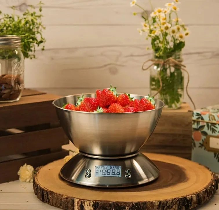 ترازوی دیجیتال آشپزخانه با کاسه استیل ضد زنگ جداشدنی | 5 کیلوگرم | حسگر دمای محیط | توزین دقیق | مدل S11 | نقره ای ترازوی دیجیتال آشپزخانه با کاسه استیل ضد زنگ جداشدنی | 5 کیلوگرم | حسگر دمای محیط | توزین دقیق | مدل S11 | نقره ای