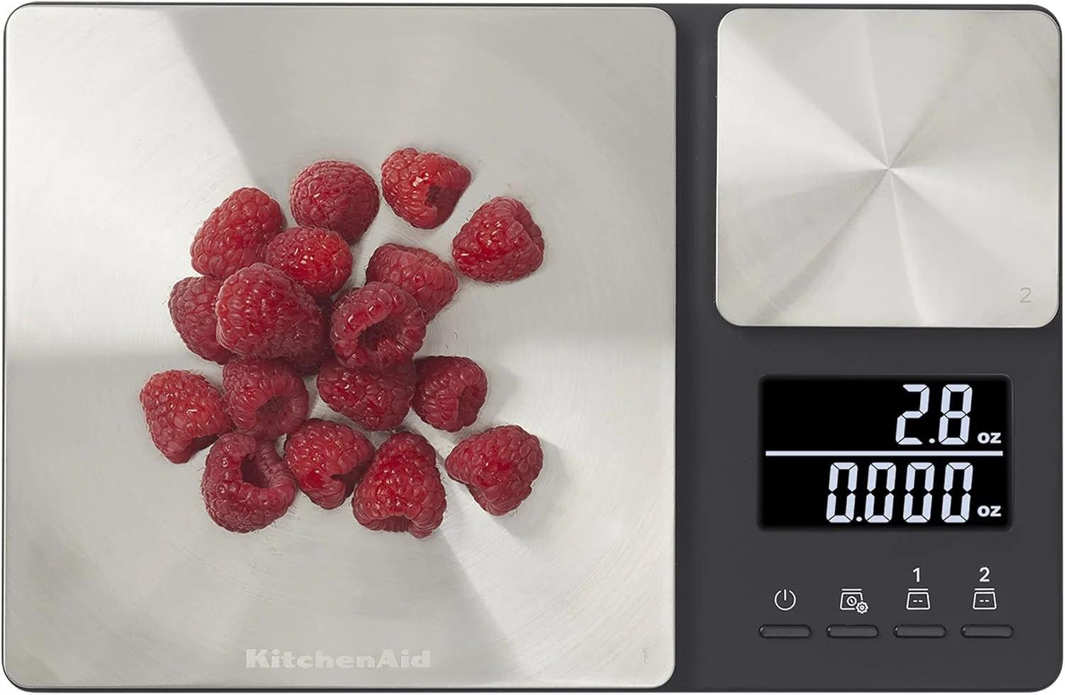 ترازوی دیجیتال دو پلتفرمی آشپزخانه و مواد غذایی KitchenAid KQ909، ظرفیت 5 کیلوگرم و دقت 450 گرم، مشکی با استیل ضد زنگ