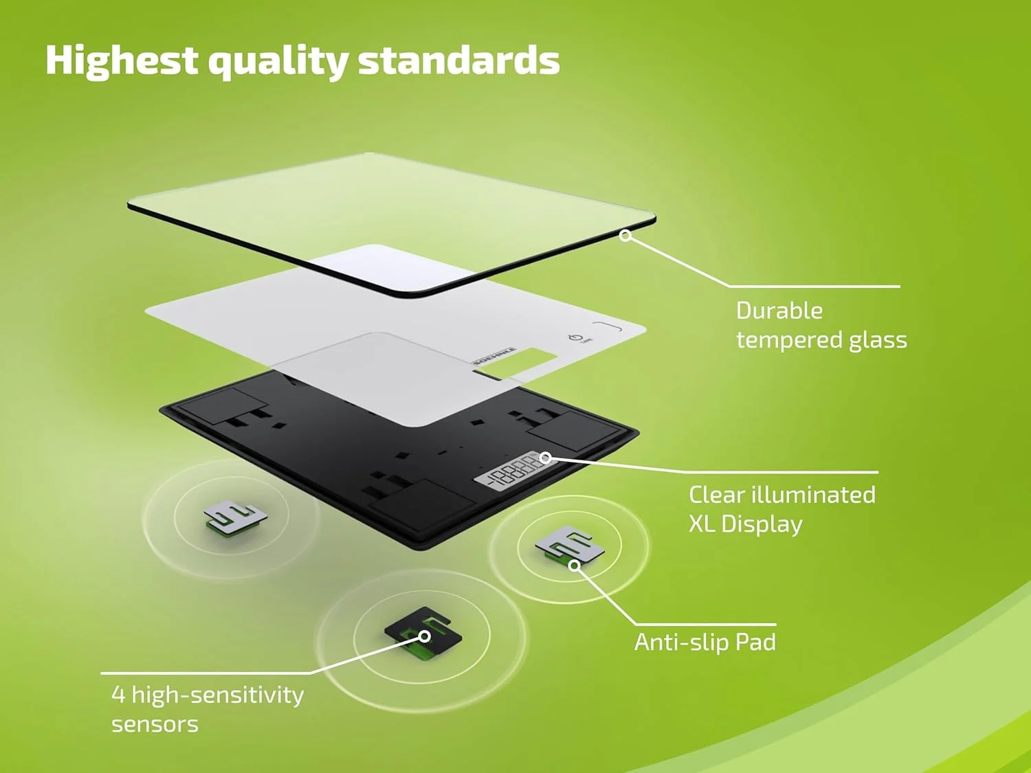 ترازوی آشپزخانه سونله مدل Page Compact 300، ترازوی دیجیتال آشپزخانه تا ظرفیت 5 کیلوگرم، ترازو با صفحه نمایش LCD خوانا، ترازوی دیجیتال با عملکرد تارا