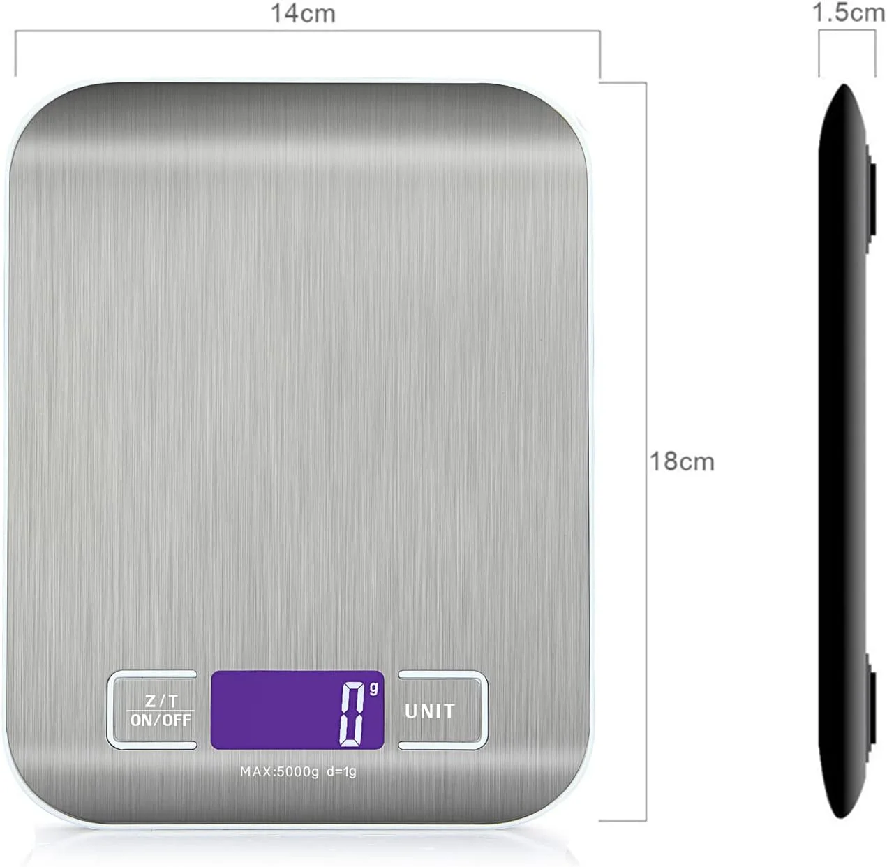ترازوی آشپزخانه دیجیتال ECVV، ظرفیت 5 کیلوگرم برای پخت و پز، اندازه گیری مواد غذایی، گرم، پوند، اونس، میلی لیتر، کیلوگرم، شیر، استیل ضد زنگ، نقره ای، مدل CX2012-5KG ترازوی آشپزخانه دیجیتال ECVV، ظرفیت 5 کیلوگرم برای پخت و پز، اندازه گیری مواد غذایی، گرم، پوند، اونس، میلی لیتر، کیلوگرم، شیر، استیل ضد زنگ، نقره ای، مدل CX2012-5KG