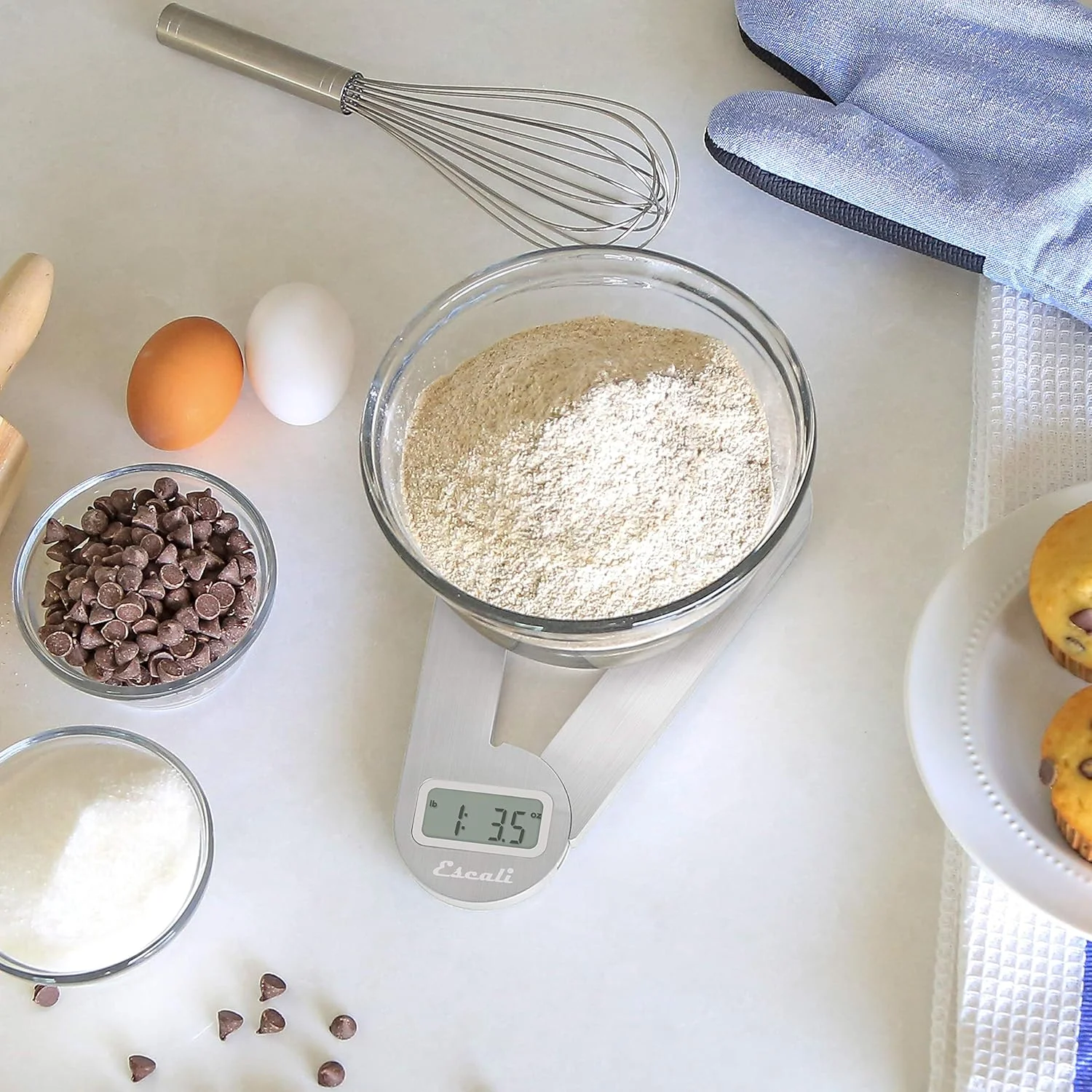 ترازوی آشپزخانه جمع و جور Escali F115، 5 کیلوگرم/11 پوند، استیل ضد زنگ