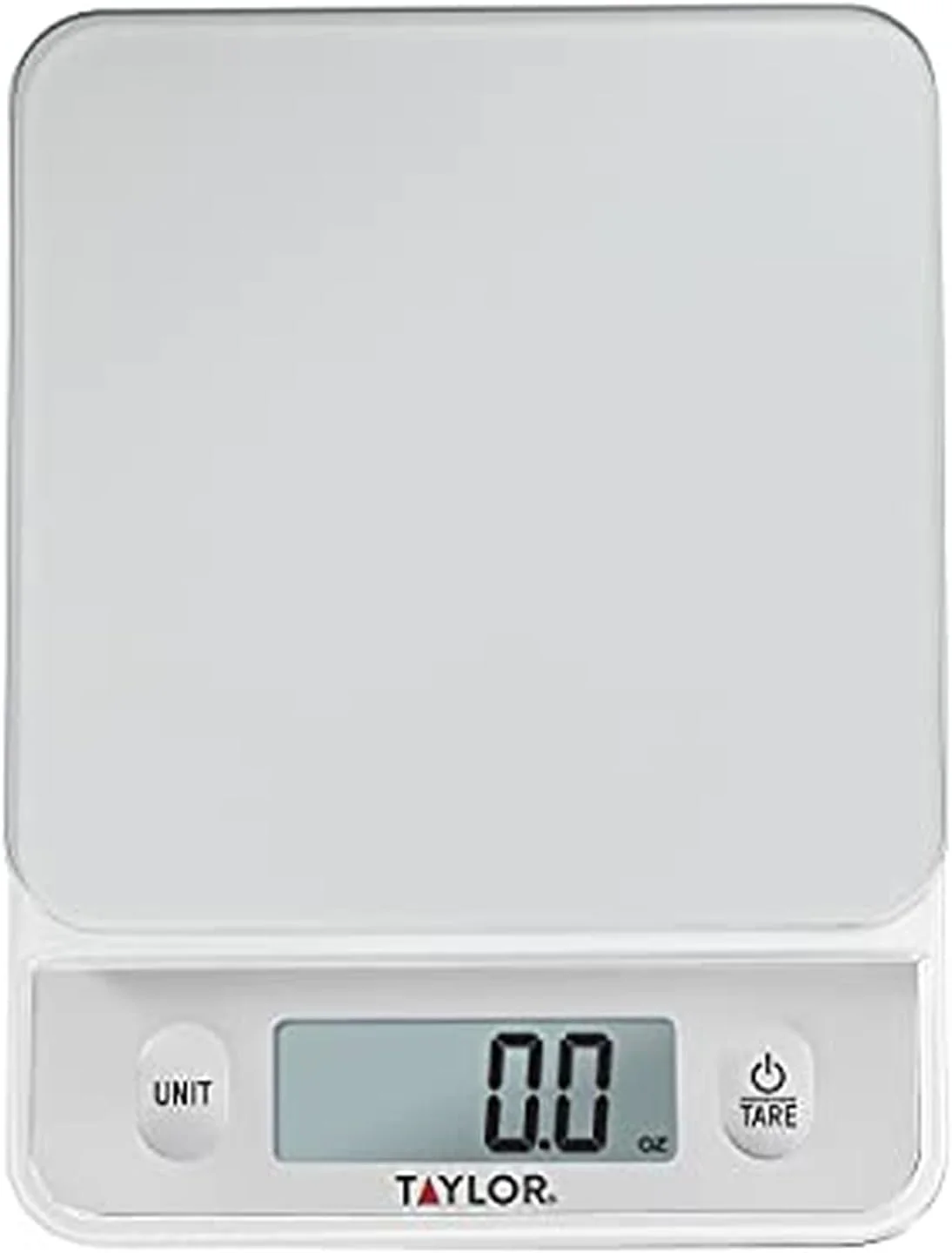 ترازوی آشپزخانه شیشه ای تیلور با دکمه های کنترل لمسی، ظرفیت 5 کیلوگرم، نقره ای