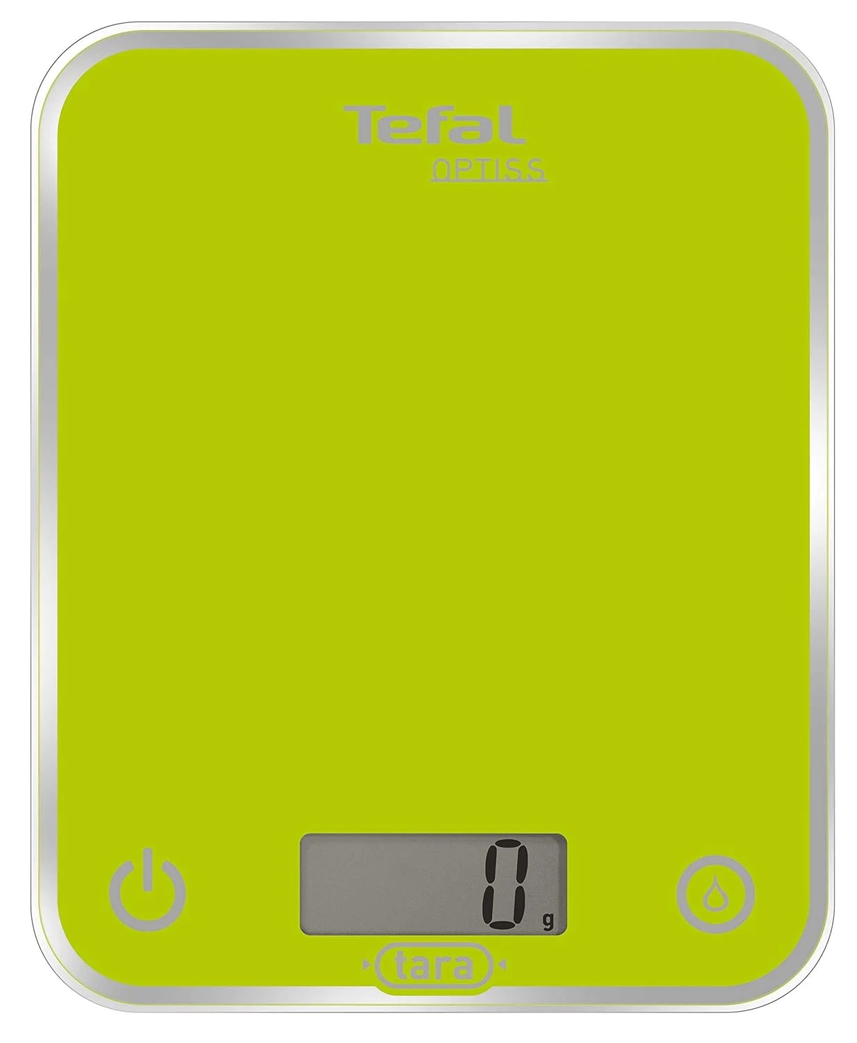 ترازوی آشپزخانه الکترونیکی تفال مدل Optiss BC5002V2 با ظرفیت 5 کیلوگرم و دقت 1 گرم، دارای عملکرد صفر کردن، تبدیل واحد، صفحه نمایش LCD و رنگ سبز انیسونی