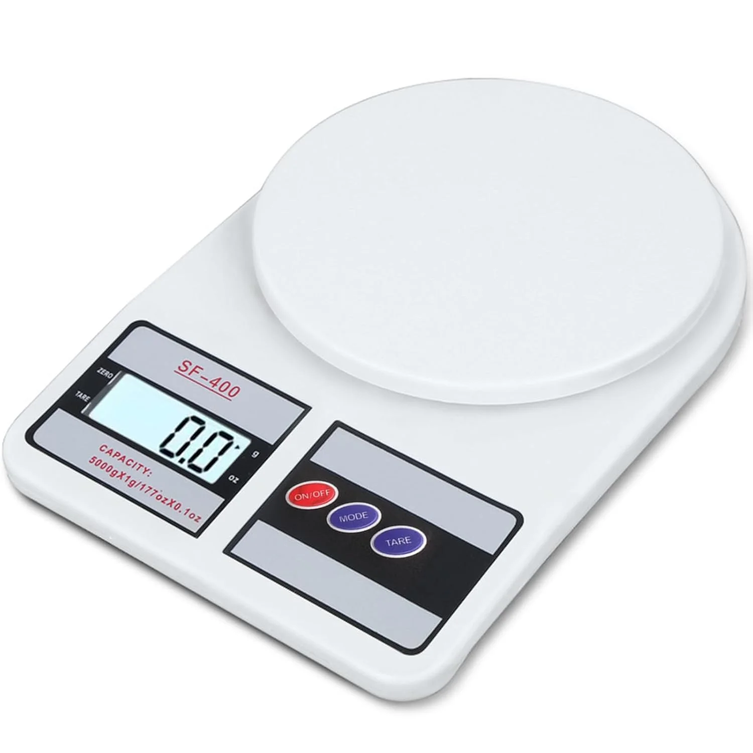 ترازوی آشپزخانه دیجیتال Nayubo، اندازه گیری وزن الکترونیکی غذا به گرم و اونس برای پخت و پز، شیرینی پزی، کاهش وزن با عملکرد تارا، صفحه نمایش LCD، پلاستیکی (سفید)