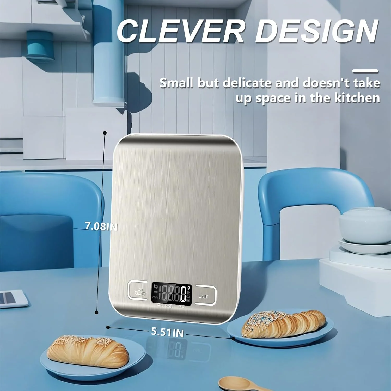 ترازوی آشپزخانه SOYOK، ترازوی هوشمند مواد غذایی با وزن 5 کیلوگرم، با سطح استیل ضد زنگ، تبدیل 6 واحد (شامل 2 عدد باتری AAA) ترازوی آشپزخانه SOYOK، ترازوی هوشمند مواد غذایی با وزن 5 کیلوگرم، با سطح استیل ضد زنگ، تبدیل 6 واحد (شامل 2 عدد باتری AAA)