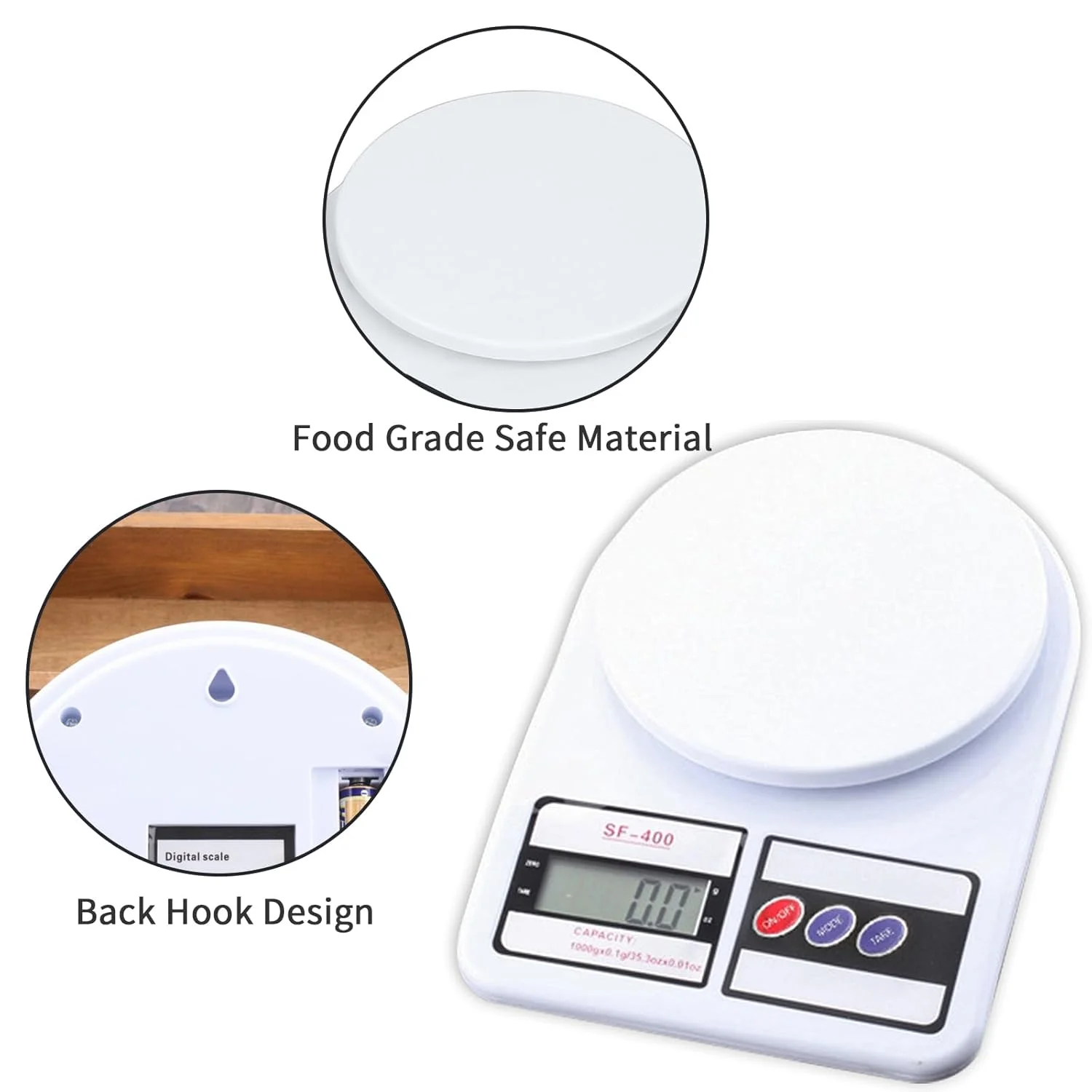 ترازوی آشپزخانه دیجیتال Nayubo، اندازه گیری وزن الکترونیکی غذا به گرم و اونس برای پخت و پز، شیرینی پزی، کاهش وزن با عملکرد تارا، صفحه نمایش LCD، پلاستیکی (سفید) ترازوی آشپزخانه دیجیتال Nayubo، اندازه گیری وزن الکترونیکی غذا به گرم و اونس برای پخت و پز، شیرینی پزی، کاهش وزن با عملکرد تارا، صفحه نمایش LCD، پلاستیکی (سفید)