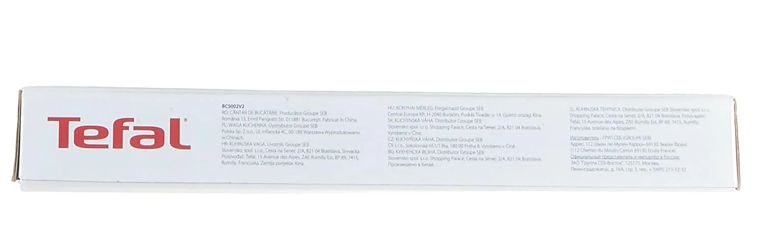 ترازوی آشپزخانه الکترونیکی تفال مدل Optiss BC5002V2 با ظرفیت 5 کیلوگرم و دقت 1 گرم، دارای عملکرد صفر کردن، تبدیل واحد، صفحه نمایش LCD و رنگ سبز انیسونی