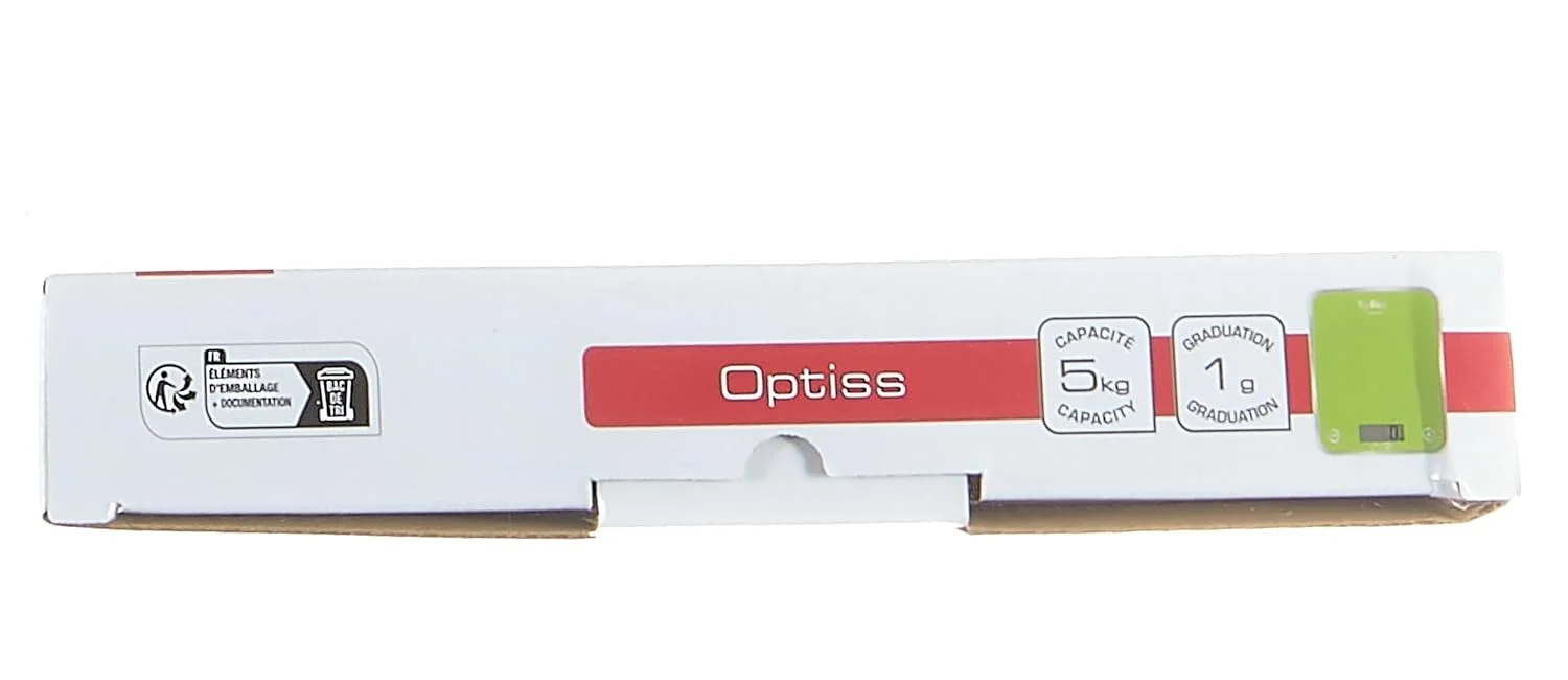 ترازوی آشپزخانه الکترونیکی تفال مدل Optiss BC5002V2 با ظرفیت 5 کیلوگرم و دقت 1 گرم، دارای عملکرد صفر کردن، تبدیل واحد، صفحه نمایش LCD و رنگ سبز انیسونی