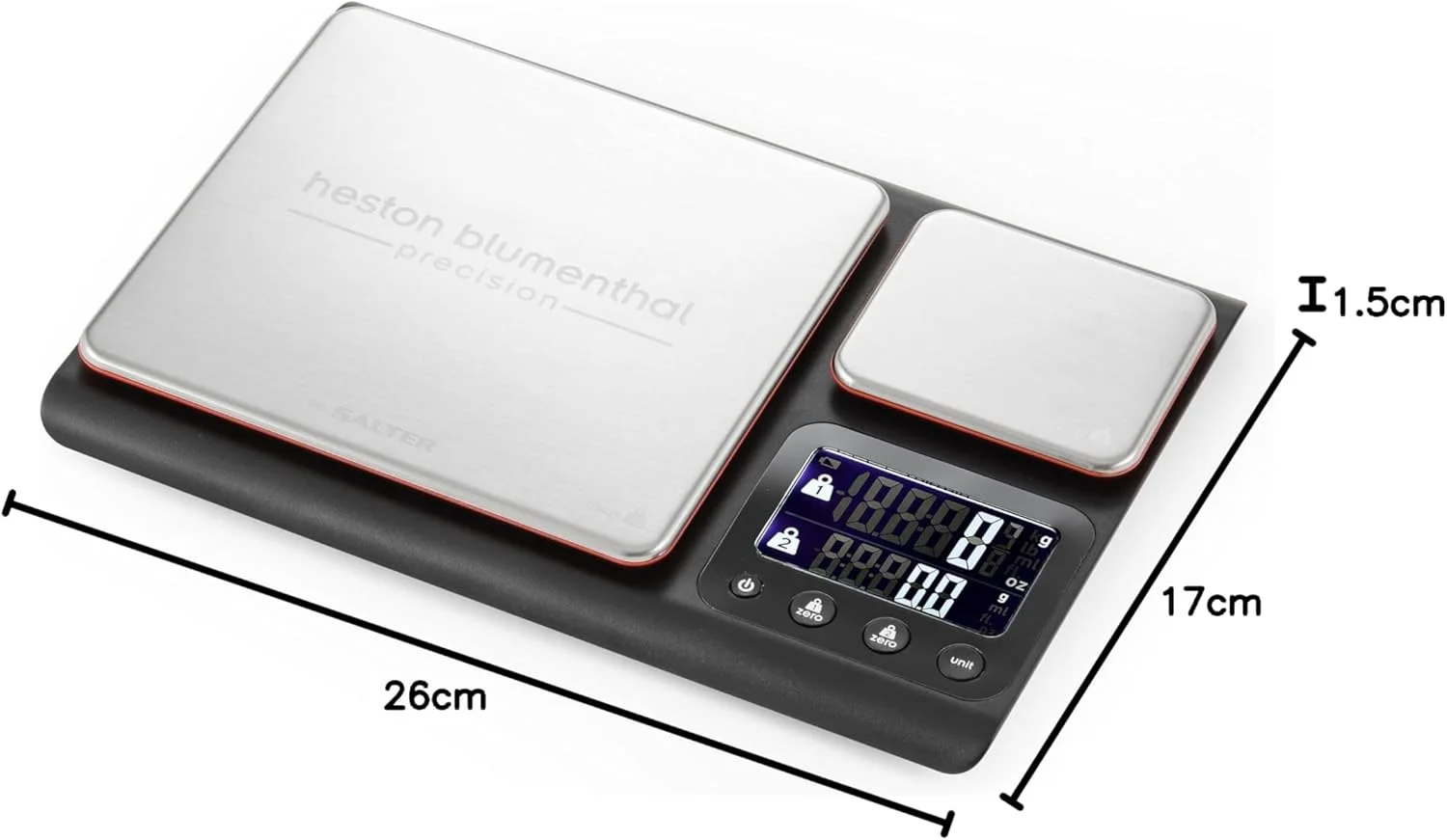 ترازوی آشپزخانه دو پلتفرمی ممتاز سالتر هستون بلومنتال - ظرفیت 10 کیلوگرم، پلتفرم دقت 200 گرمی، خواندن آسان، متریک/امپریال، افزودن و وزن کردن، استیل ضد زنگ ترازوی آشپزخانه دو پلتفرمی ممتاز سالتر هستون بلومنتال - ظرفیت 10 کیلوگرم، پلتفرم دقت 200 گرمی، خواندن آسان، متریک/امپریال، افزودن و وزن کردن، استیل ضد زنگ
