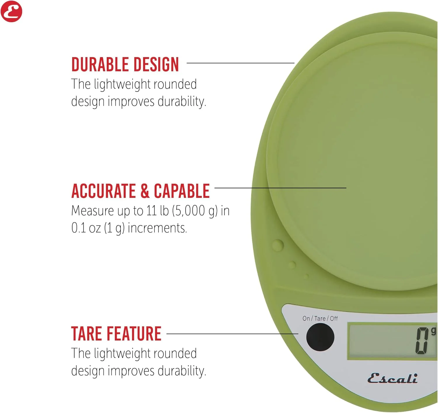 ترازوی دیجیتال آشپزخانه اسکالی پریمو، اندازه گیری دقیق وزن و کنترل مقدار غذا، پخت و پز آسان، 21.59x15.24x3.81 سانتی متر، سبز اژدها