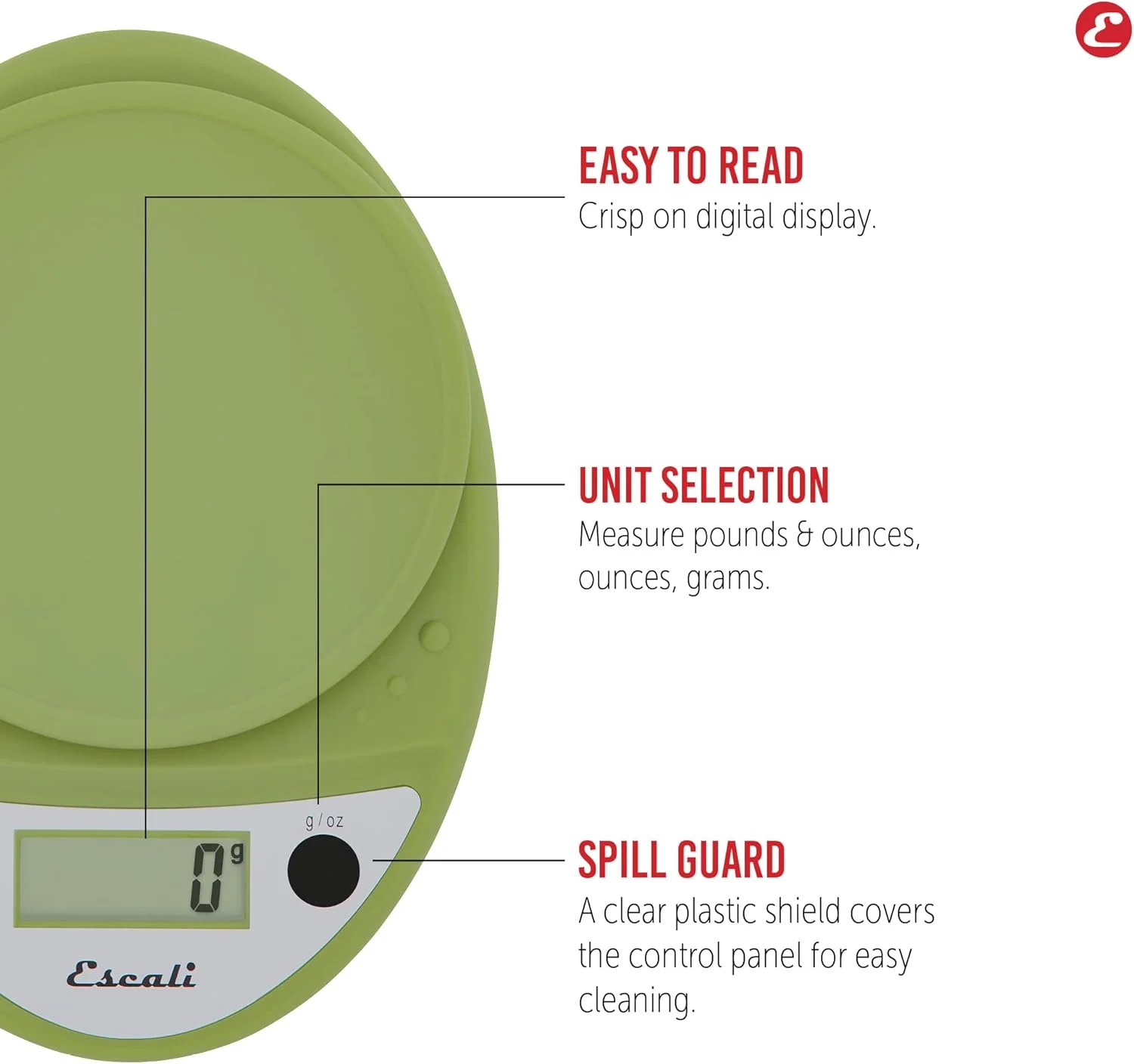 ترازوی دیجیتال آشپزخانه اسکالی پریمو، اندازه گیری دقیق وزن و کنترل مقدار غذا، پخت و پز آسان، 21.59x15.24x3.81 سانتی متر، سبز اژدها
