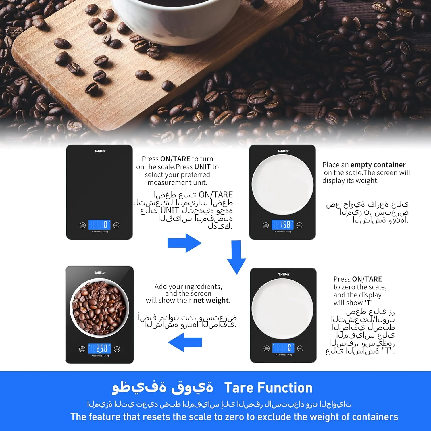 ترازوی آشپزخانه دیجیتال - ترازوی مواد غذایی با ظرفیت بالای 15 کیلوگرم/33 پوند، دقت بالای 1 گرم/0.1 اونس، قابل شارژ USB، دارای عملکرد صفر کردن و خاموش شدن خودکار، 6 واحد، شیشه حرارت دیده با قابلیت تمیز کردن آسان، مناسب برای پخت و پز، شیرینی پزی، قهوه و آماده سازی غذا