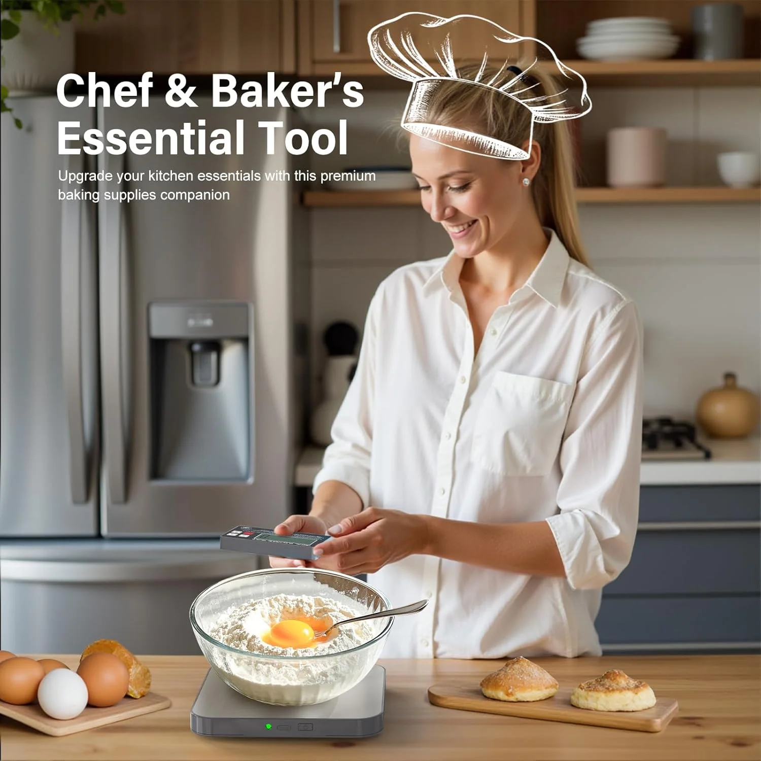 ترازوی دیجیتال آشپزخانه AWLKIM® - ترازوی وزن الکترونیکی با نمایشگر جداشدنی برای پخت، نان پزی و دم کردن قهوه، پلت فرم استیل ضد زنگ 304، LCD با نور پس زمینه، حالت شمارش، قابلیت نصب روی دیوار و پایه شیب دار