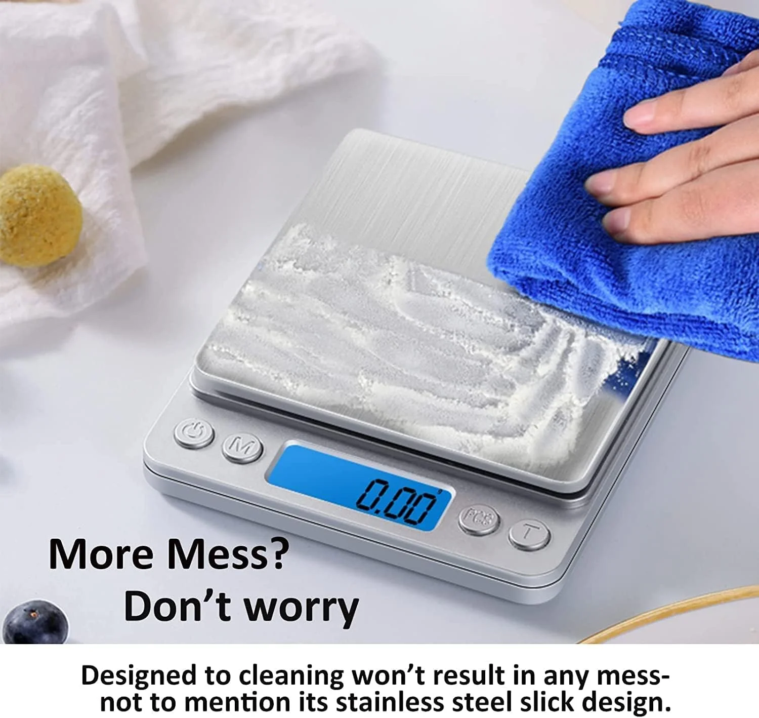 ترازوی گرمی دیجیتال Nabelisen، ترازوی کوچک اونس، دقت 0.1 گرم، ترازوی بادوام آشپزخانه دیجیتال برای پخت و پز، جواهرات، گیاهان، ادویه جات، 9 واحد تبدیل، عملکرد تارا، دارای سینی، نقره ای