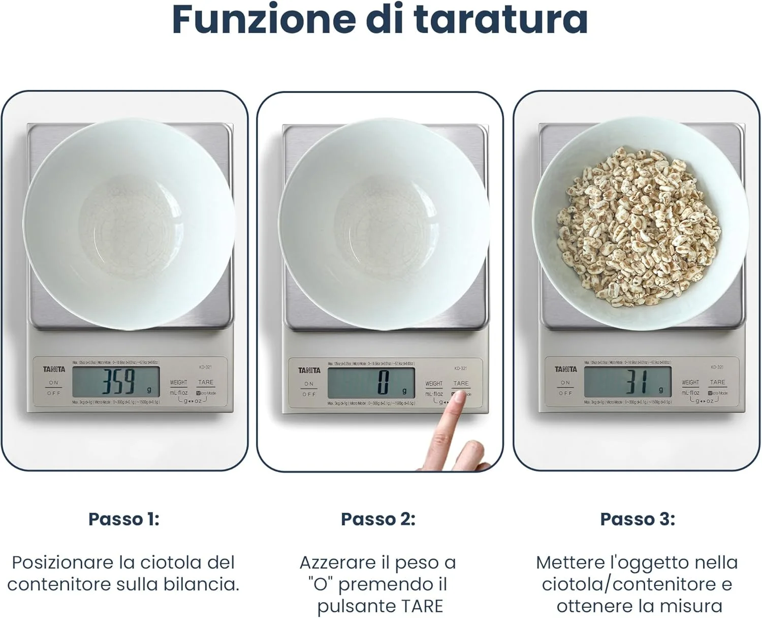 ترازوی آشپزخانه دیجیتال تانیتا مدل KD-321 ظرفیت 3 کیلوگرم - نقره ای، استیل ضد زنگ